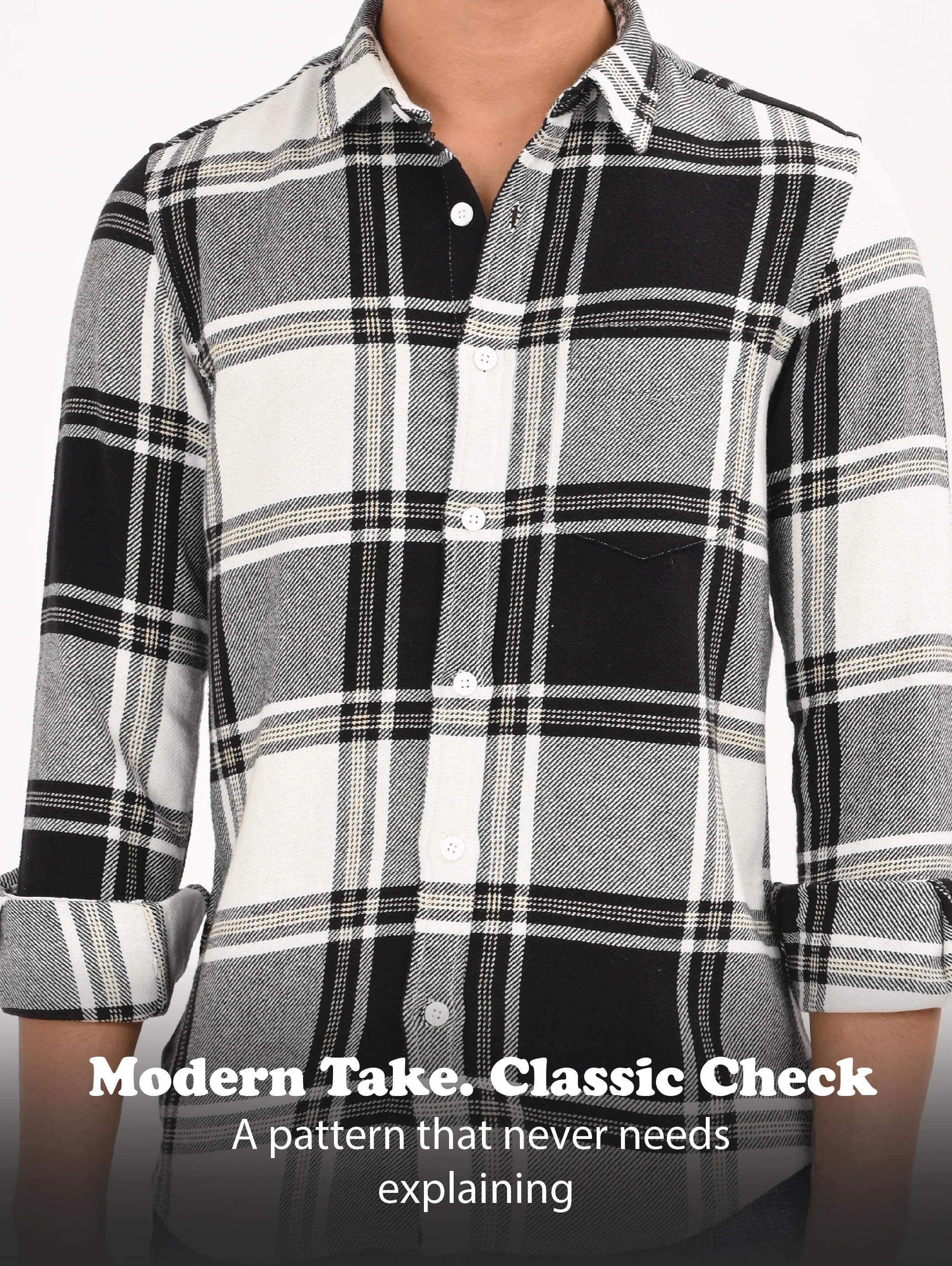 Men Black Classic Checked Shirt - Image 10
