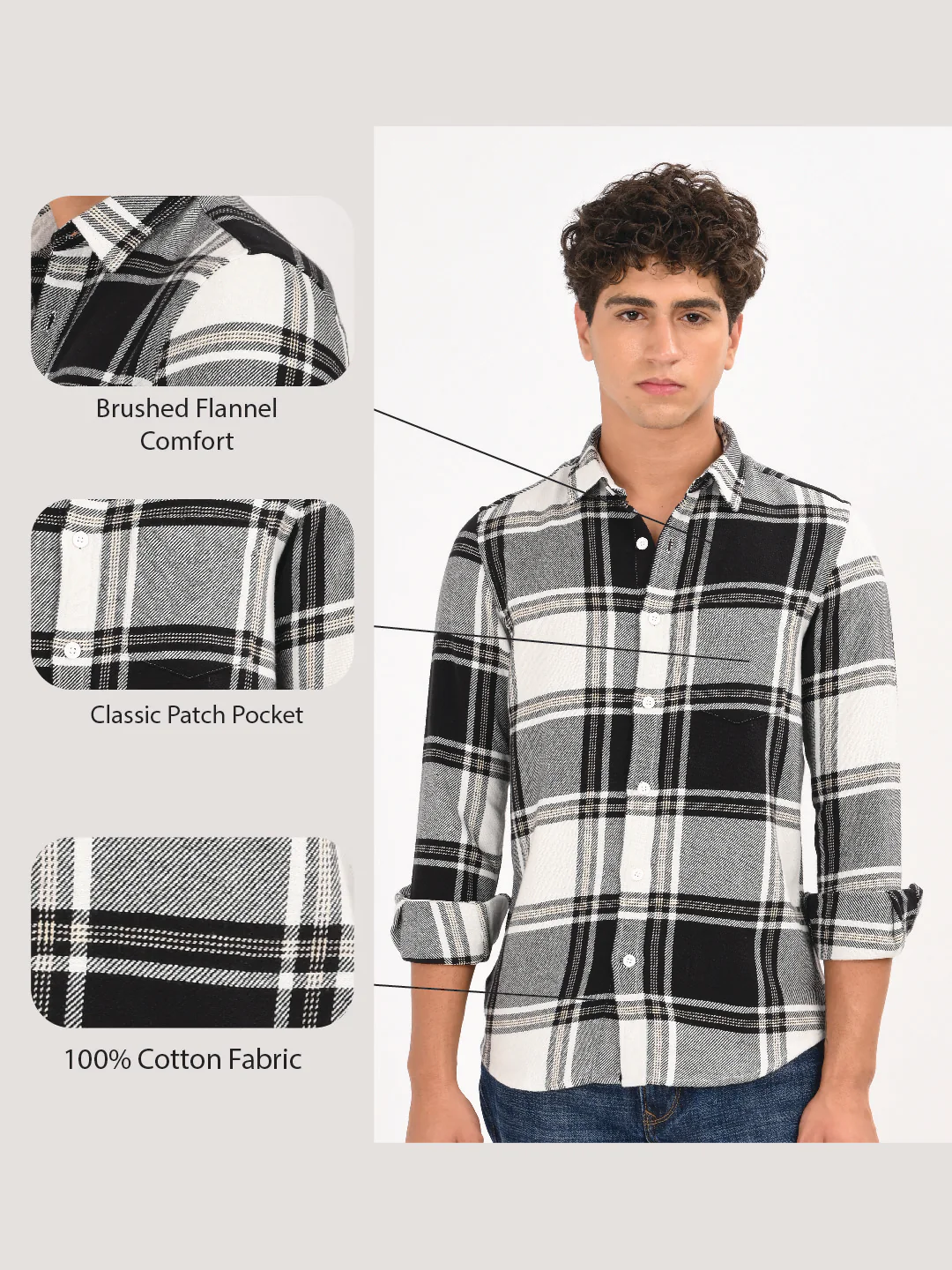 Men Black Classic Checked Shirt - Image 11