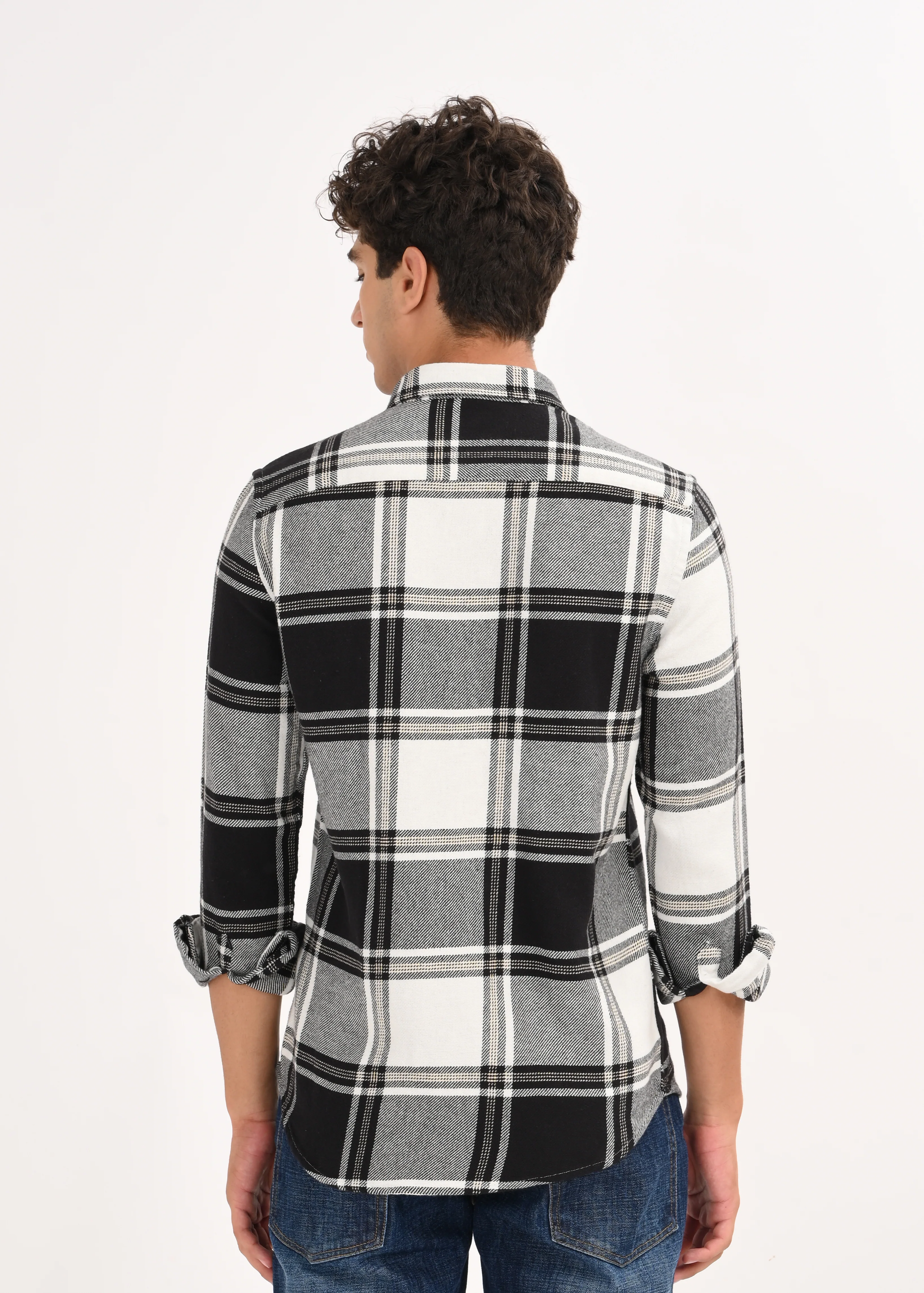 Men Black Classic Checked Shirt - Image 2