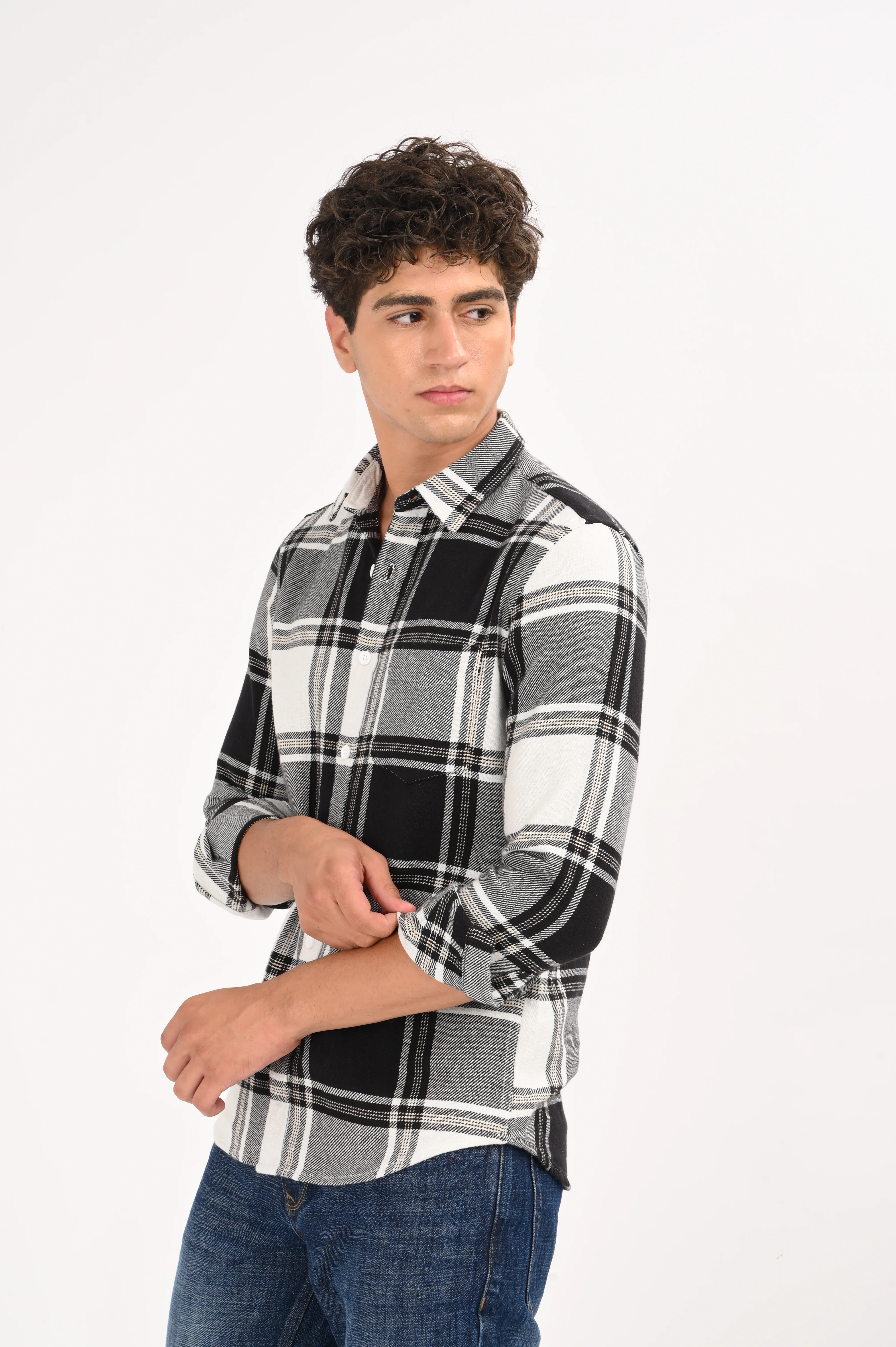 Men Black Classic Checked Shirt - Image 6