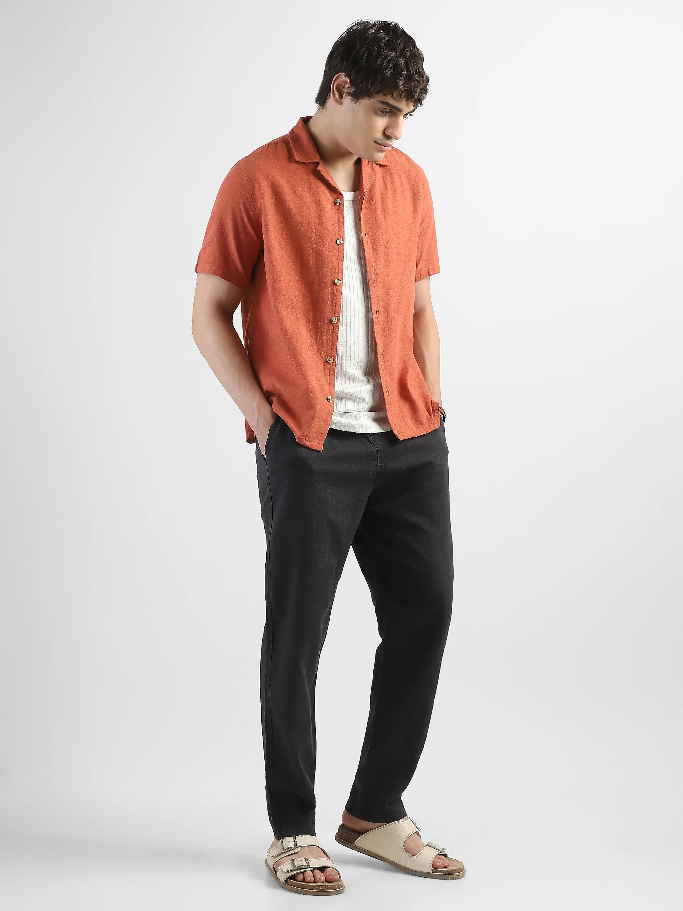 Men Black Cotton Blend Comfort Fit Pants - Image 3