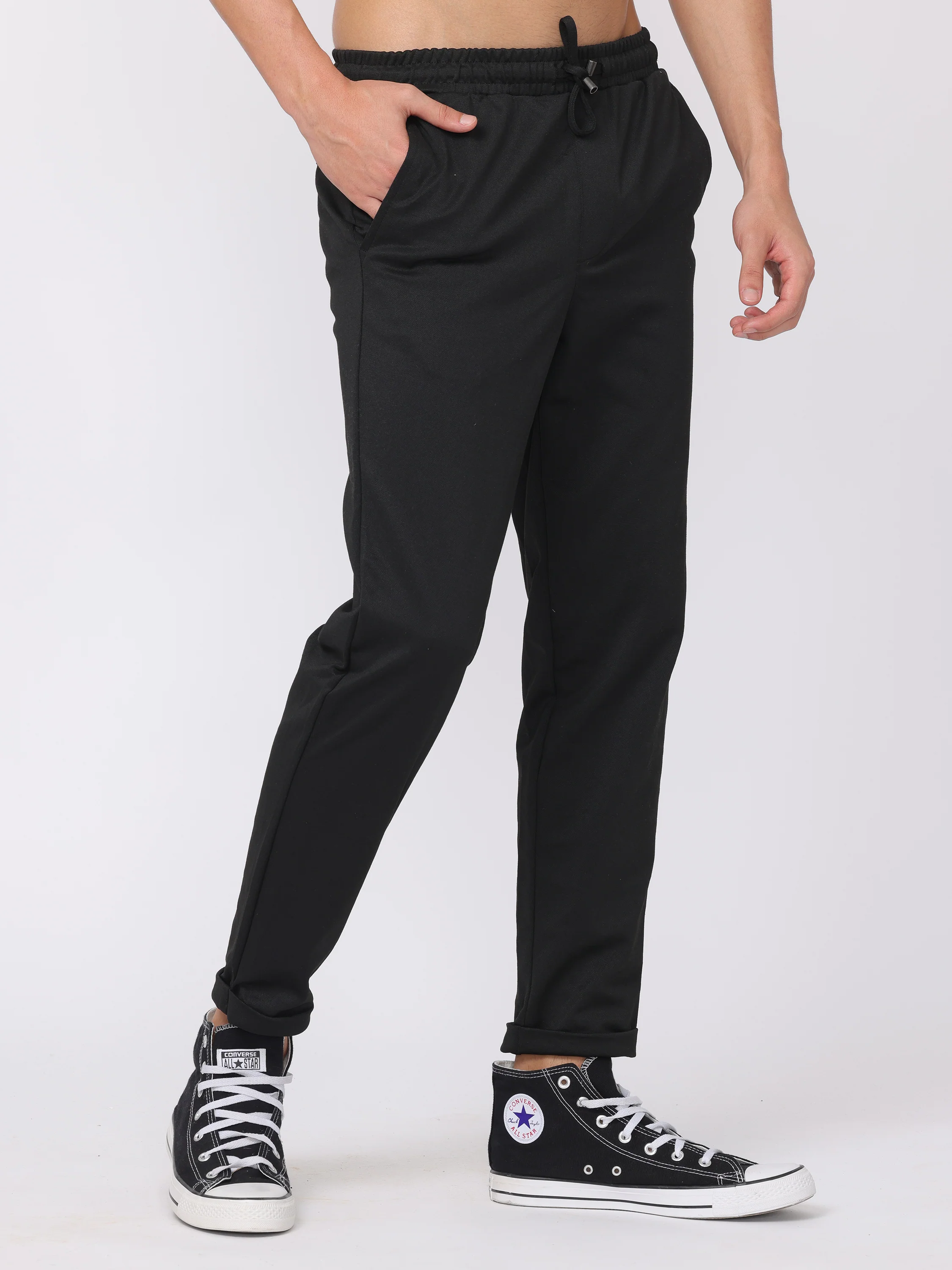 Men Black Comfort Fit Joggers - Image 5