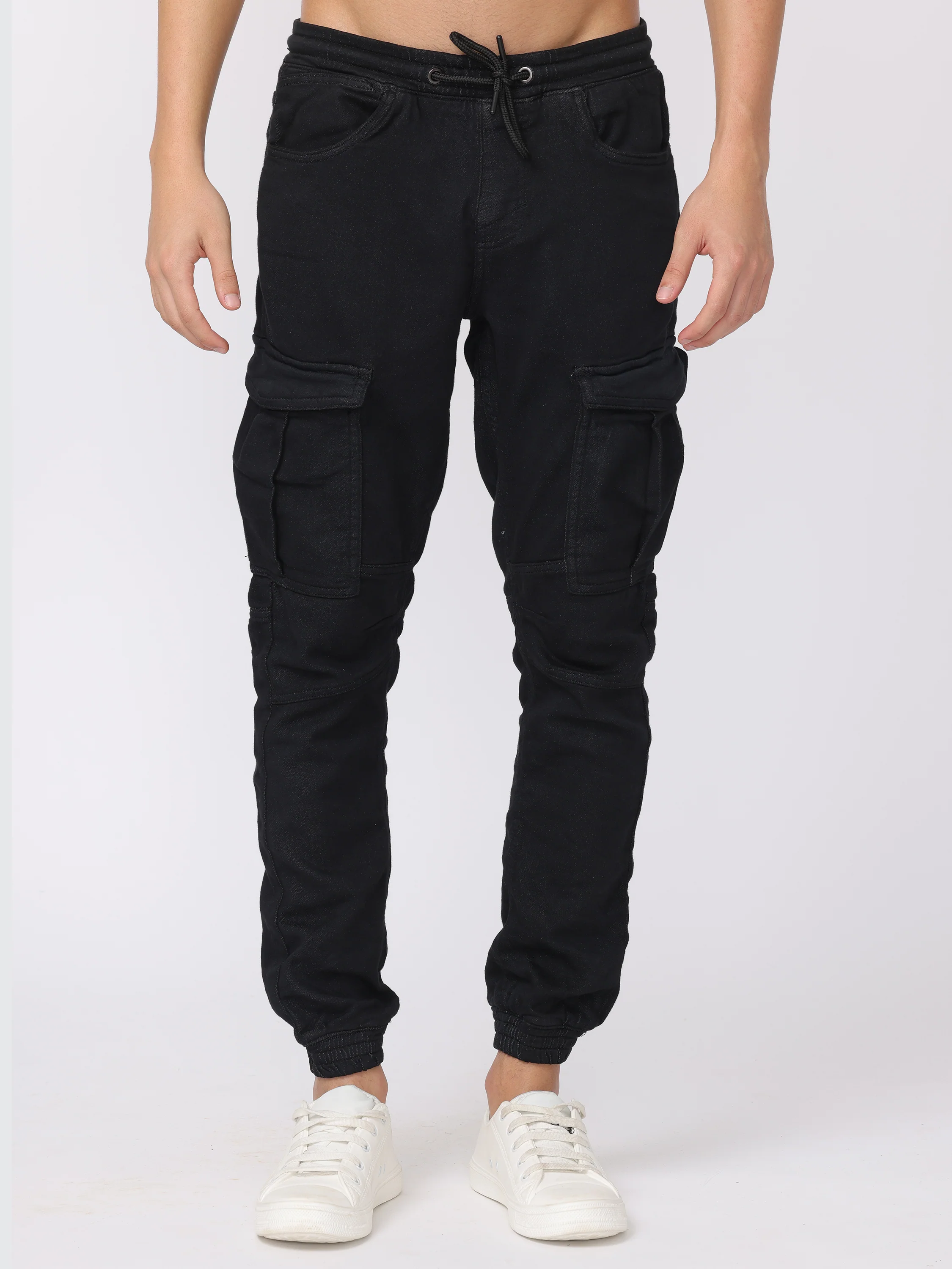 Men Black Comfort Fit Stretchable Joggers - Image 4