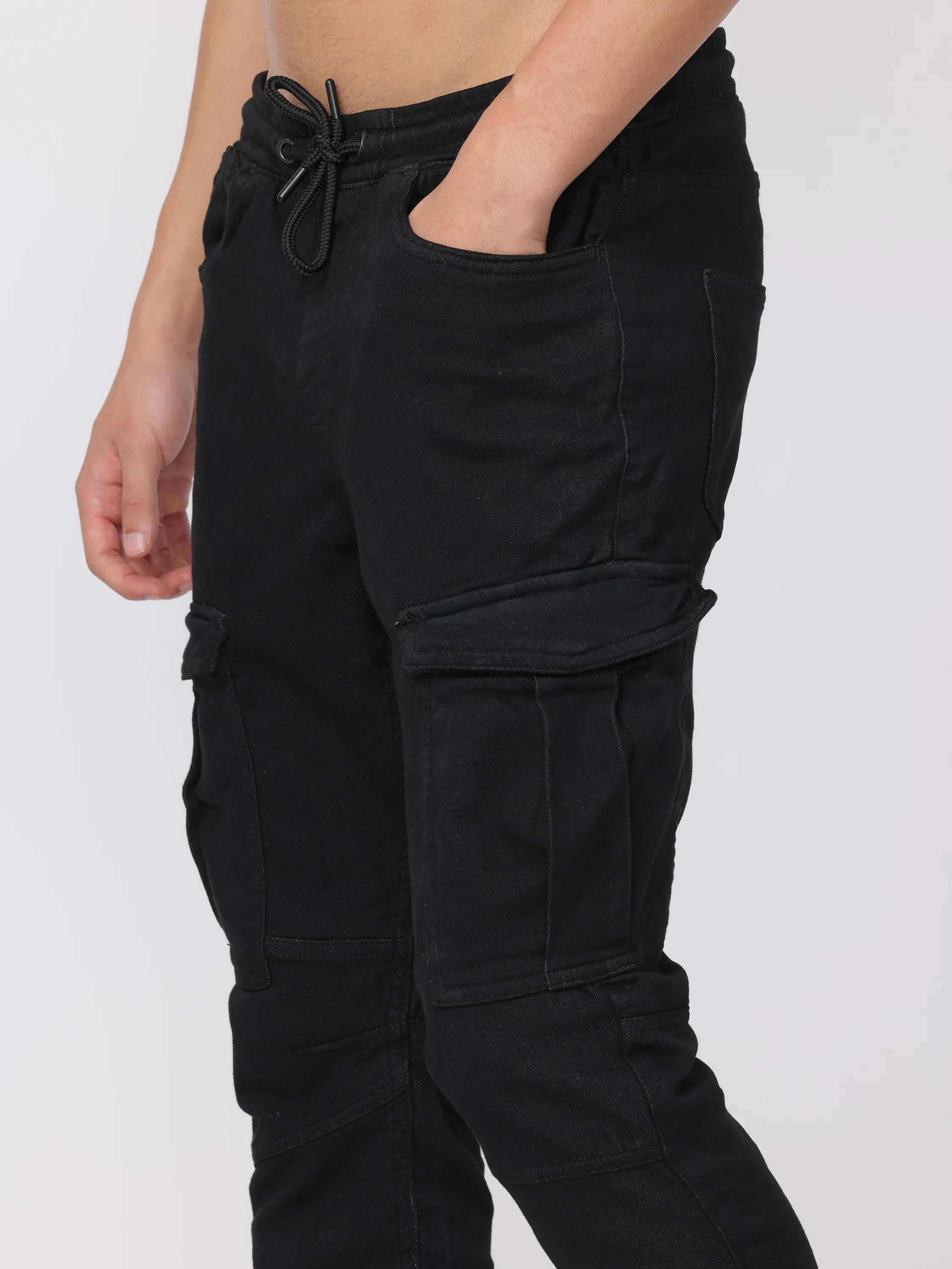 Men Black Comfort Fit Stretchable Joggers - Image 6