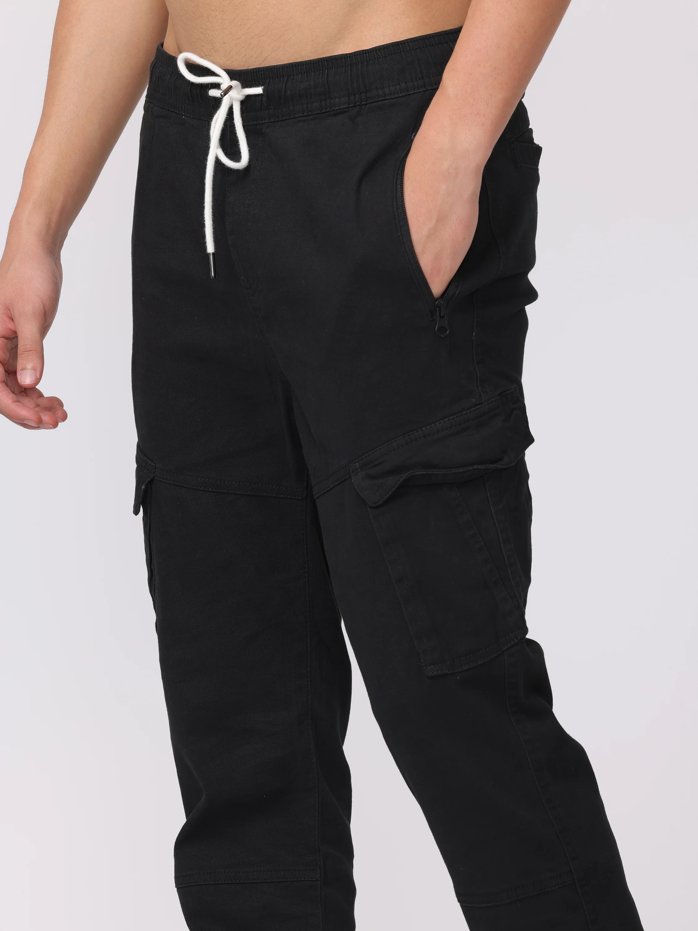 Men Black Comfort Fit Joggers - Image 2