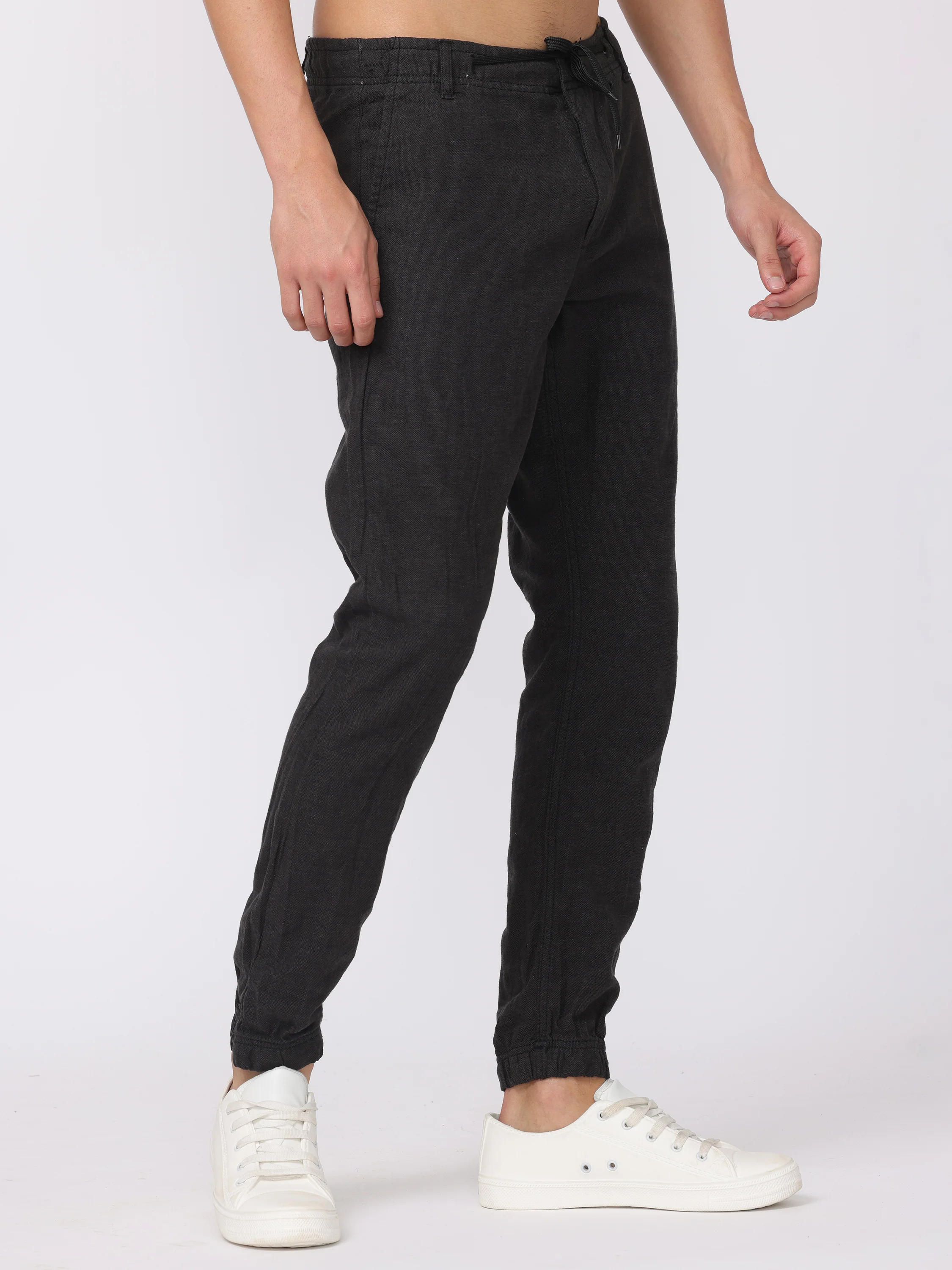 Men Black Comfort Fit Joggers - Image 3