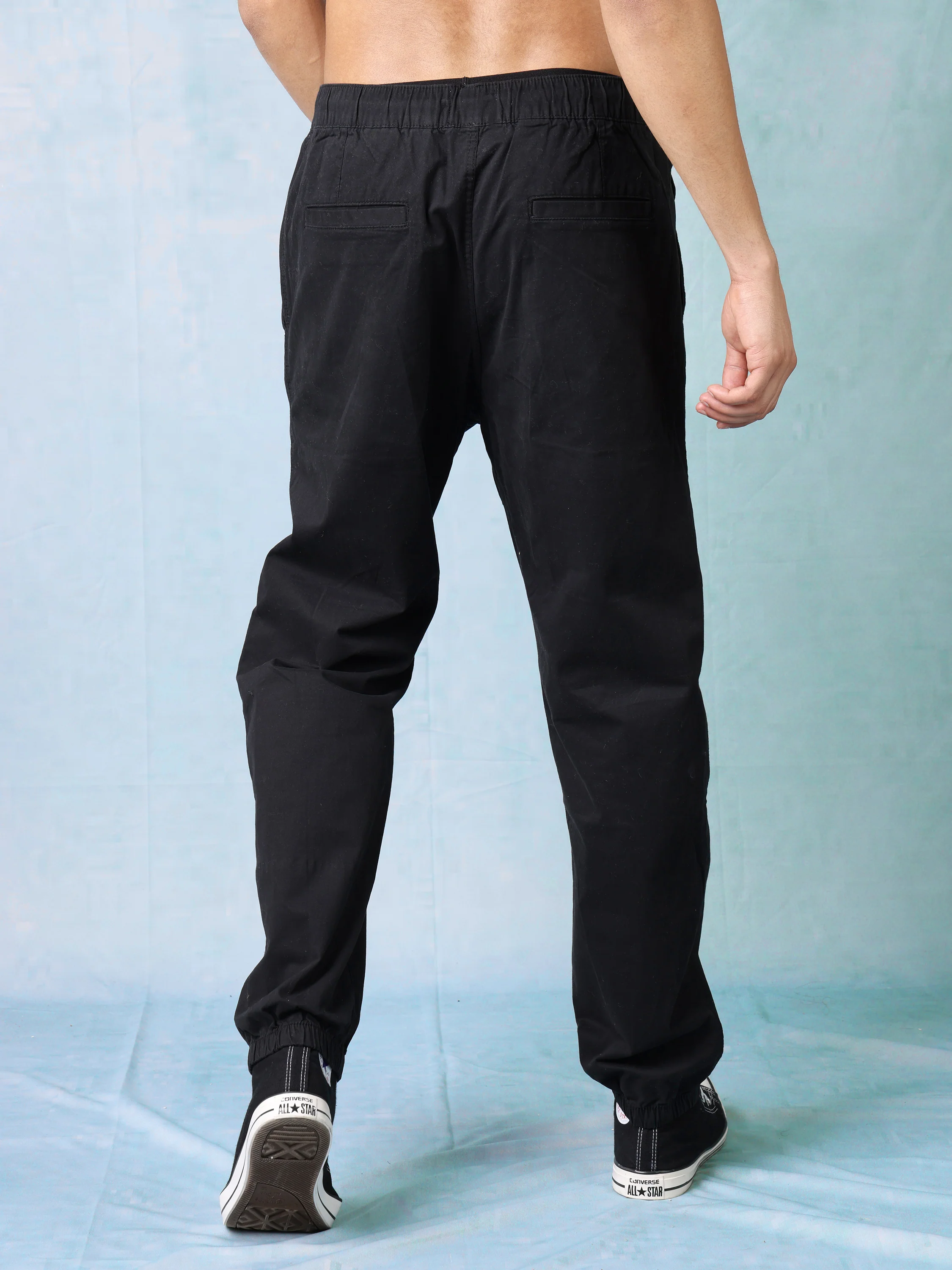 Men Black Comfort Fit Joggers - Image 4