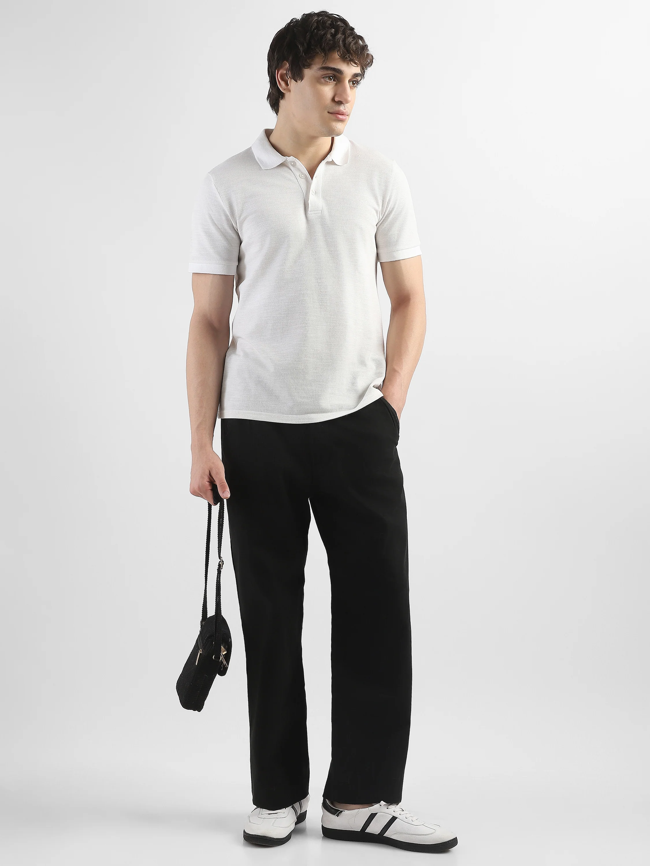 Men Black Straight Fit Trousers - Image 3