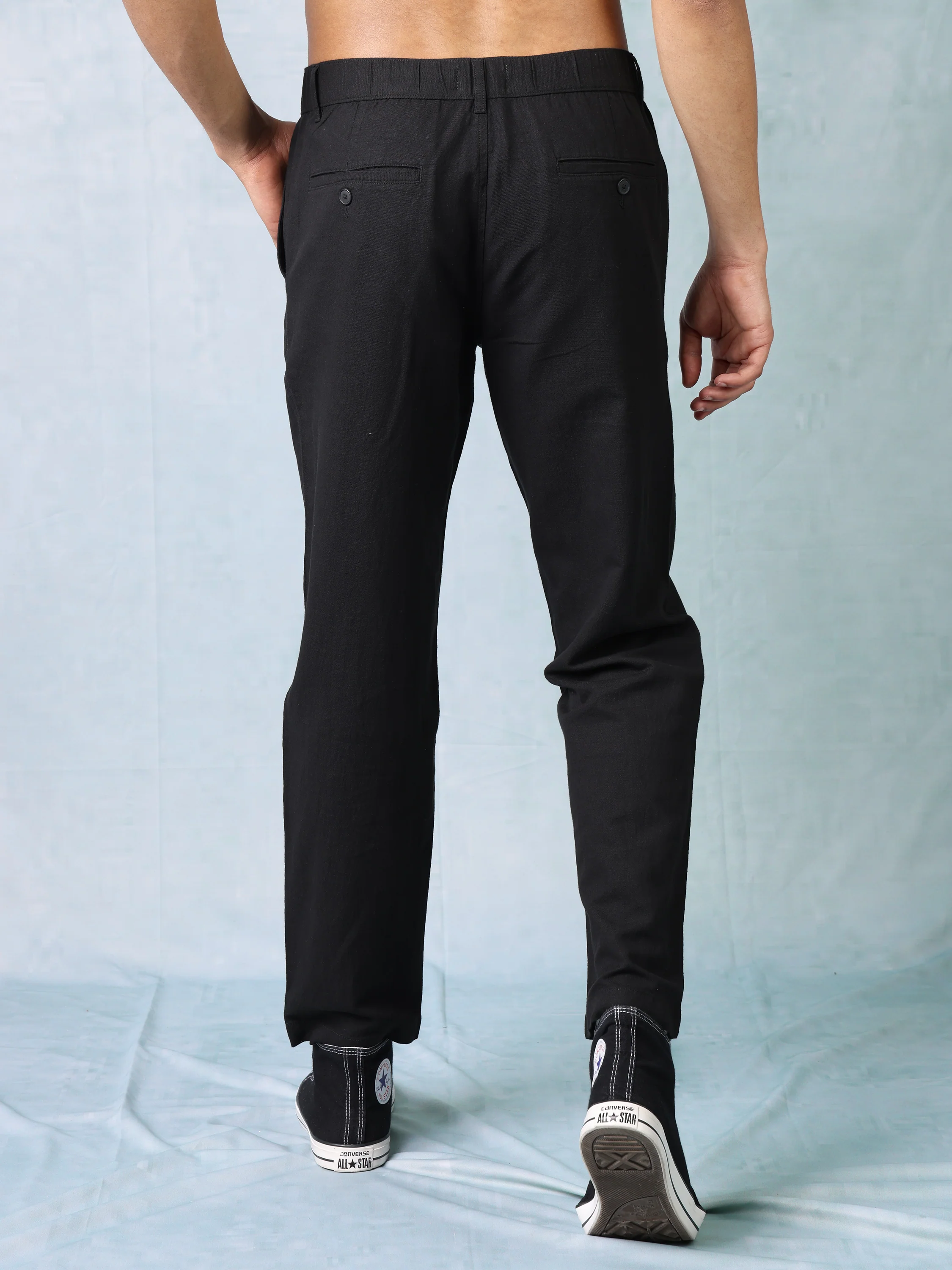 Men Black Comfort Fit Pants - Image 3