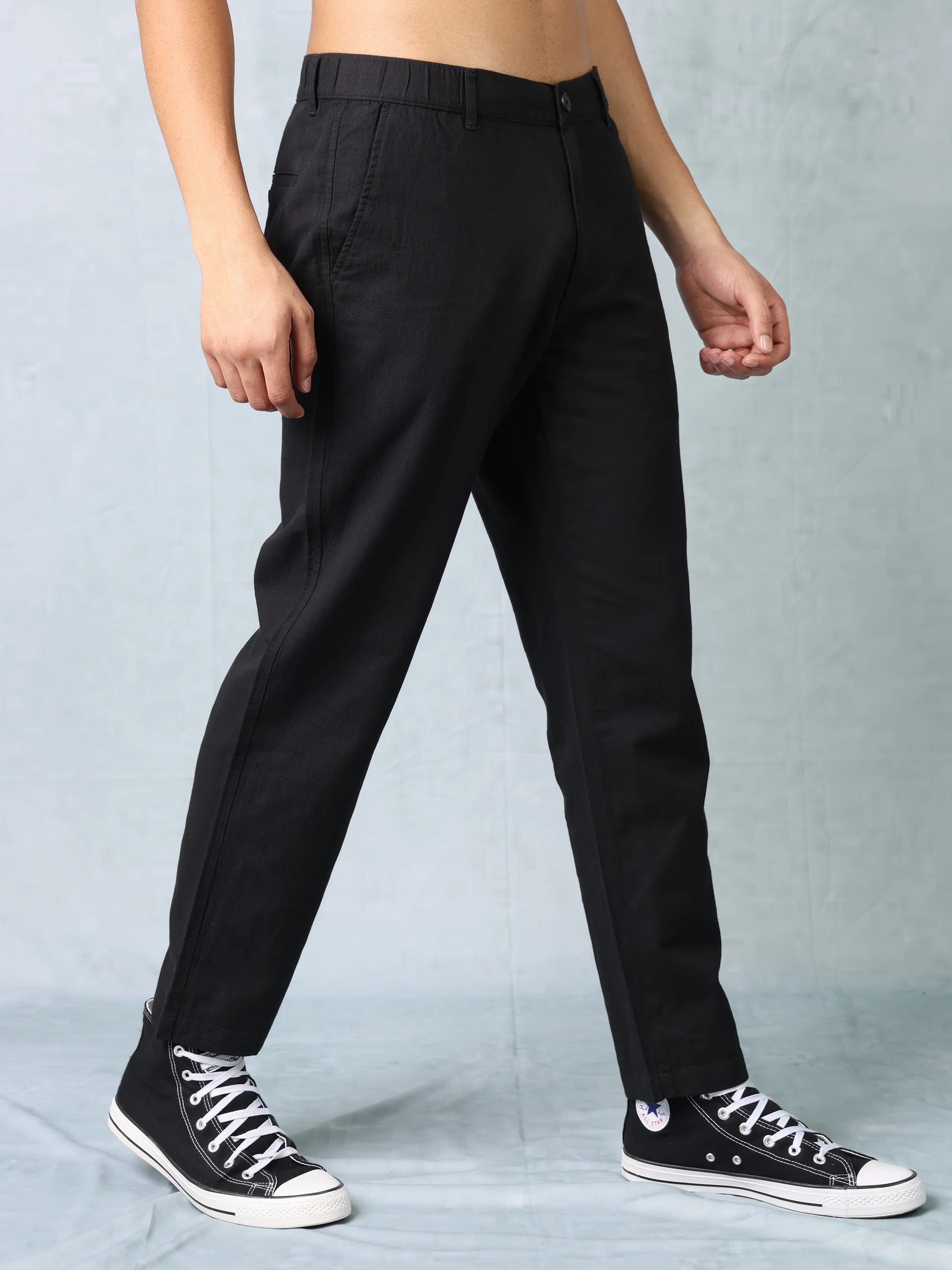 Men Black Comfort Fit Pants - Image 4