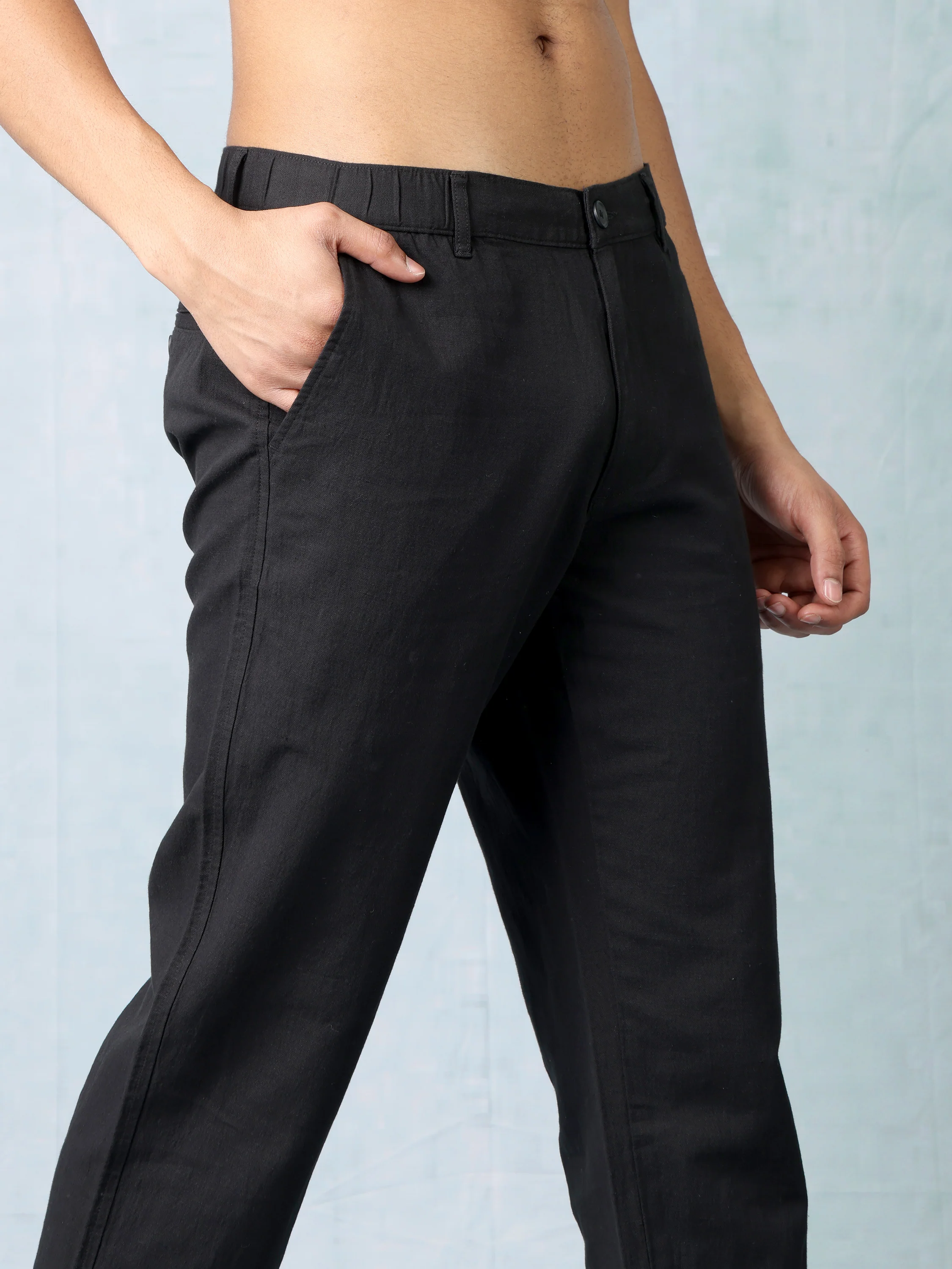 Men Black Comfort Fit Pants - Image 5