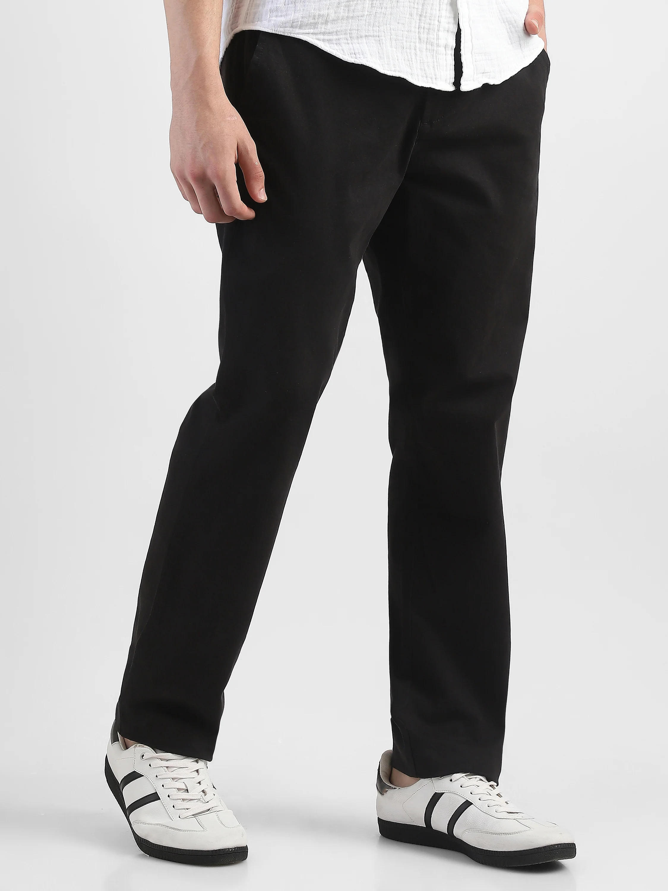 Men Black Mid Rise Formal Trouser - Image 3
