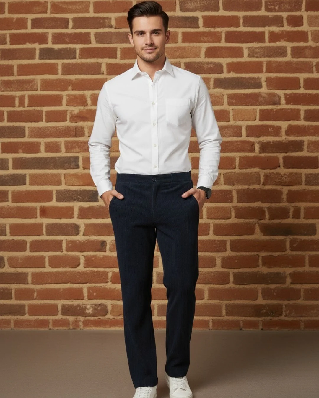 Men Black Corduroy Pant - Image 3