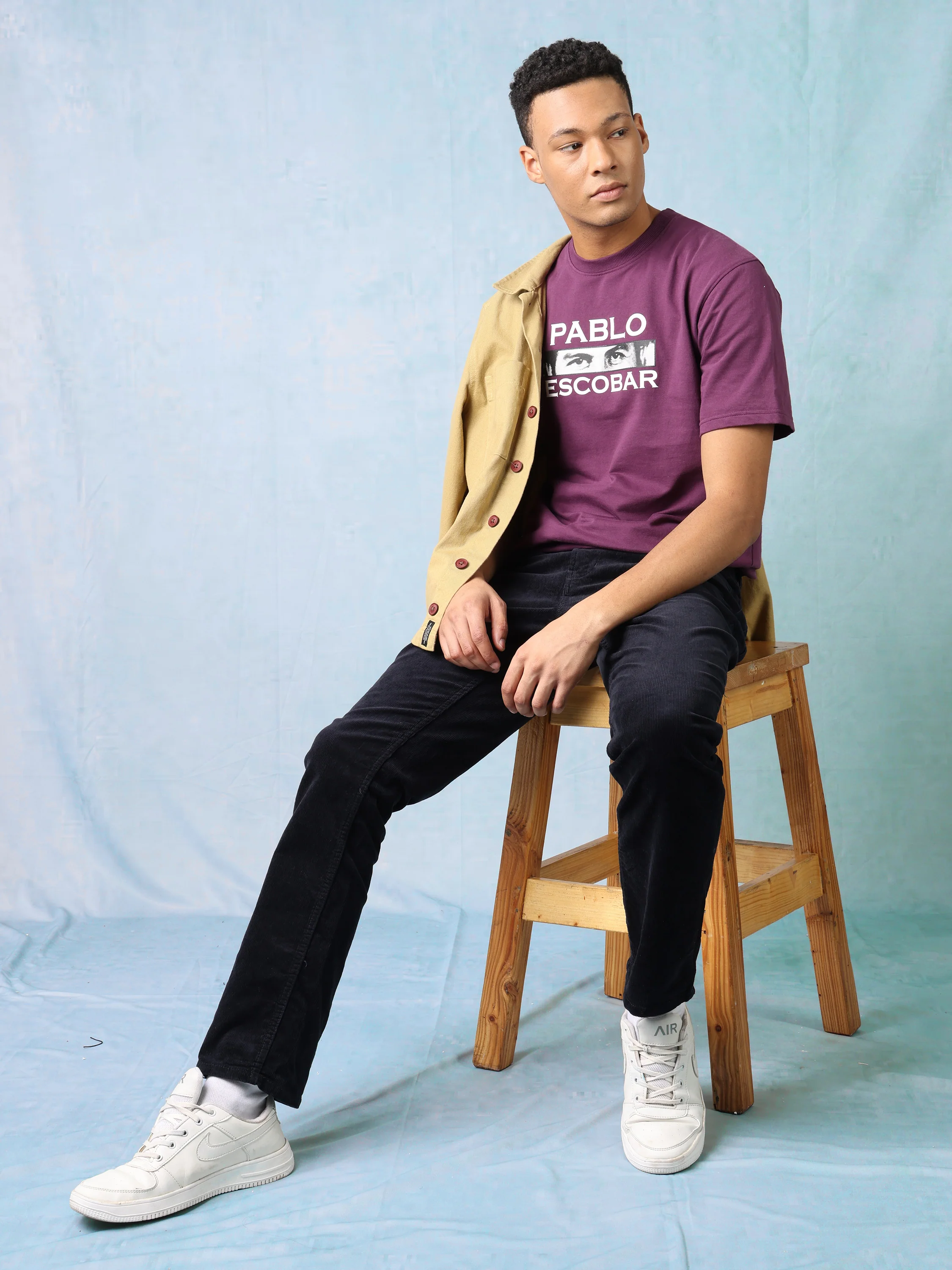 Men Black Straight Fit Corduroy Pants - Image 2