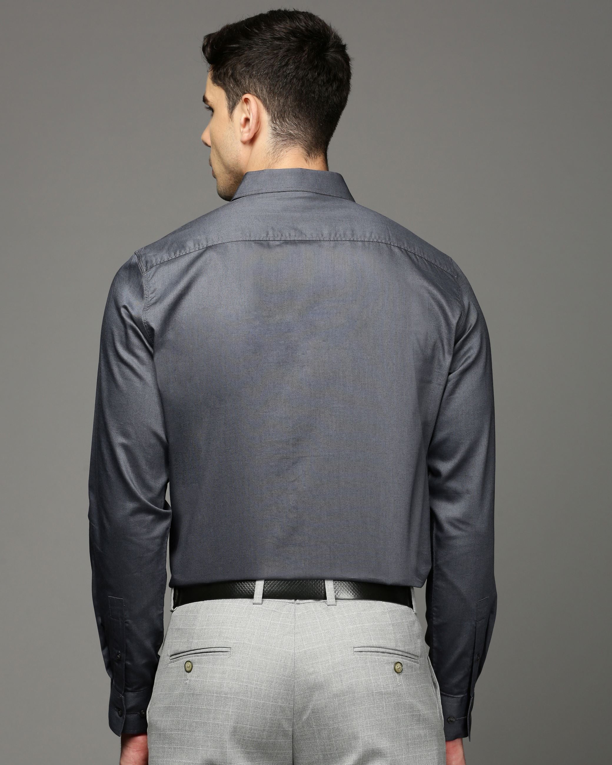 Men Black Cotton Blend Slim Shirt - Image 4