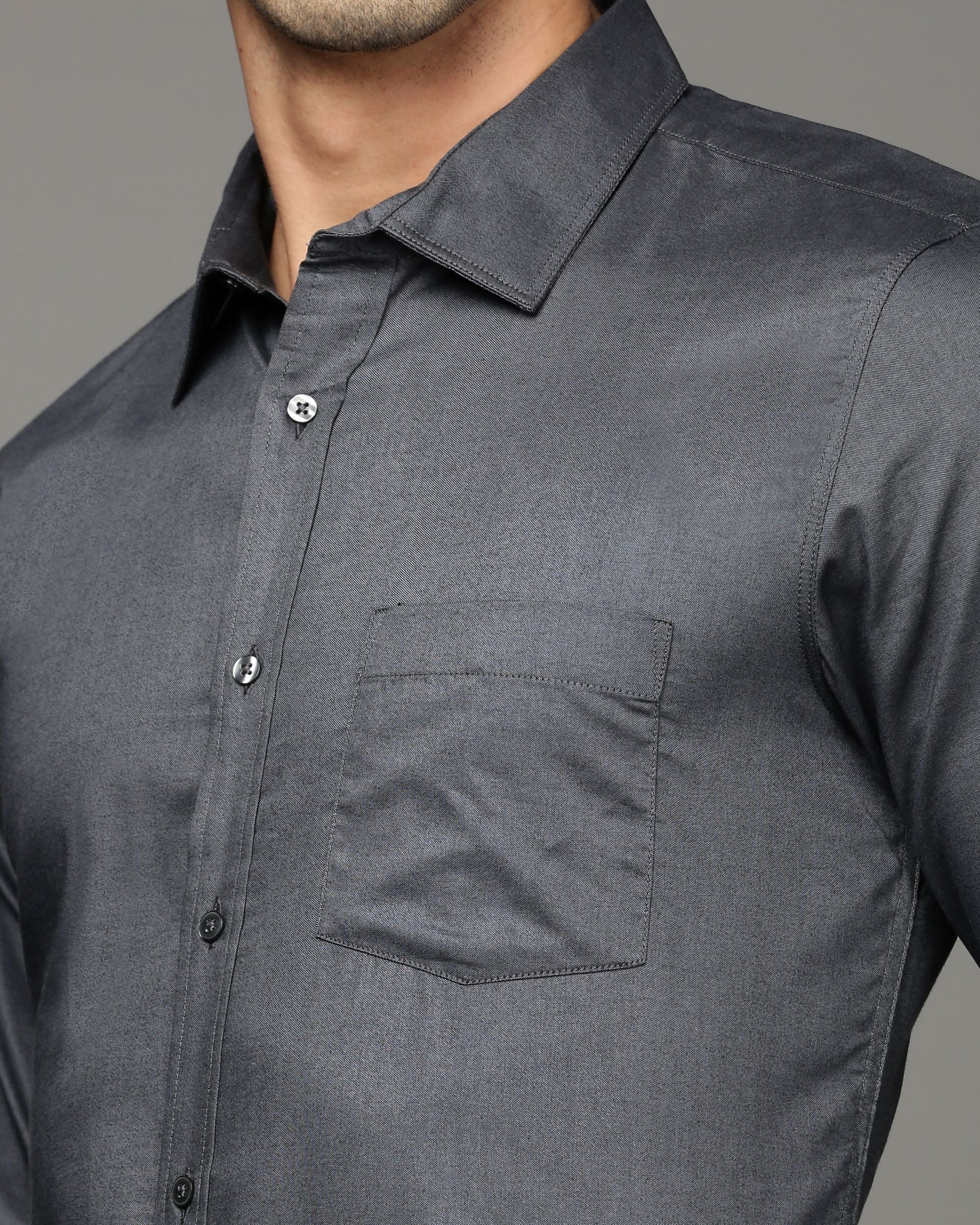 Men Black Cotton Blend Slim Shirt - Image 6