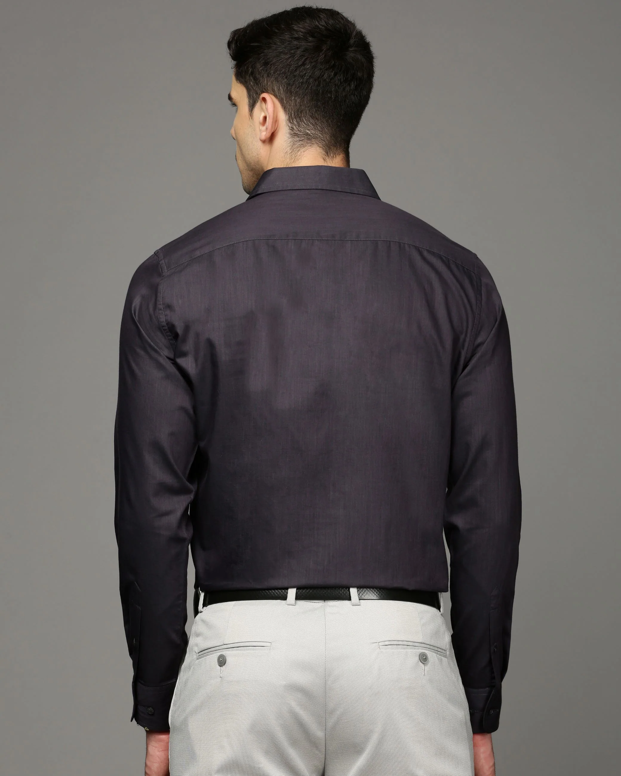 Men Black Cotton Blend Slim Shirt - Image 4