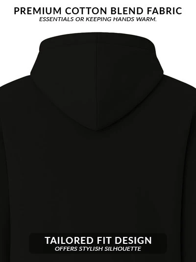 Men Black Cotton Fleece Printed Hoodie - Image 4