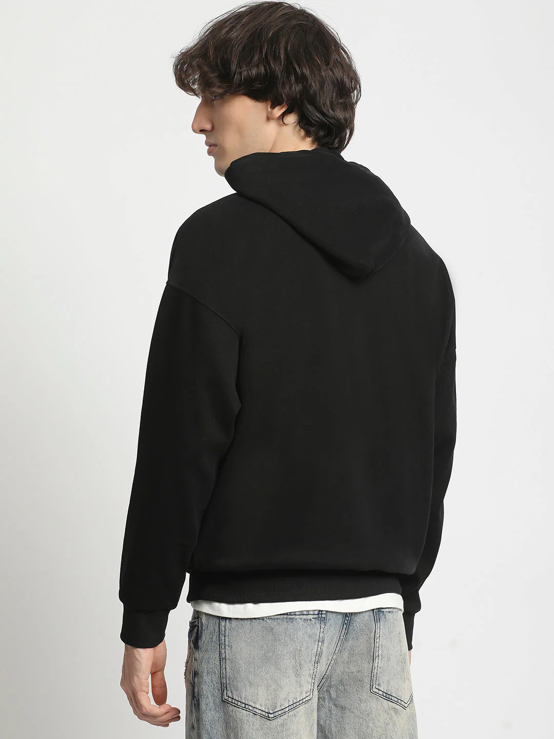Men Black Cotton Hoodie - Image 4