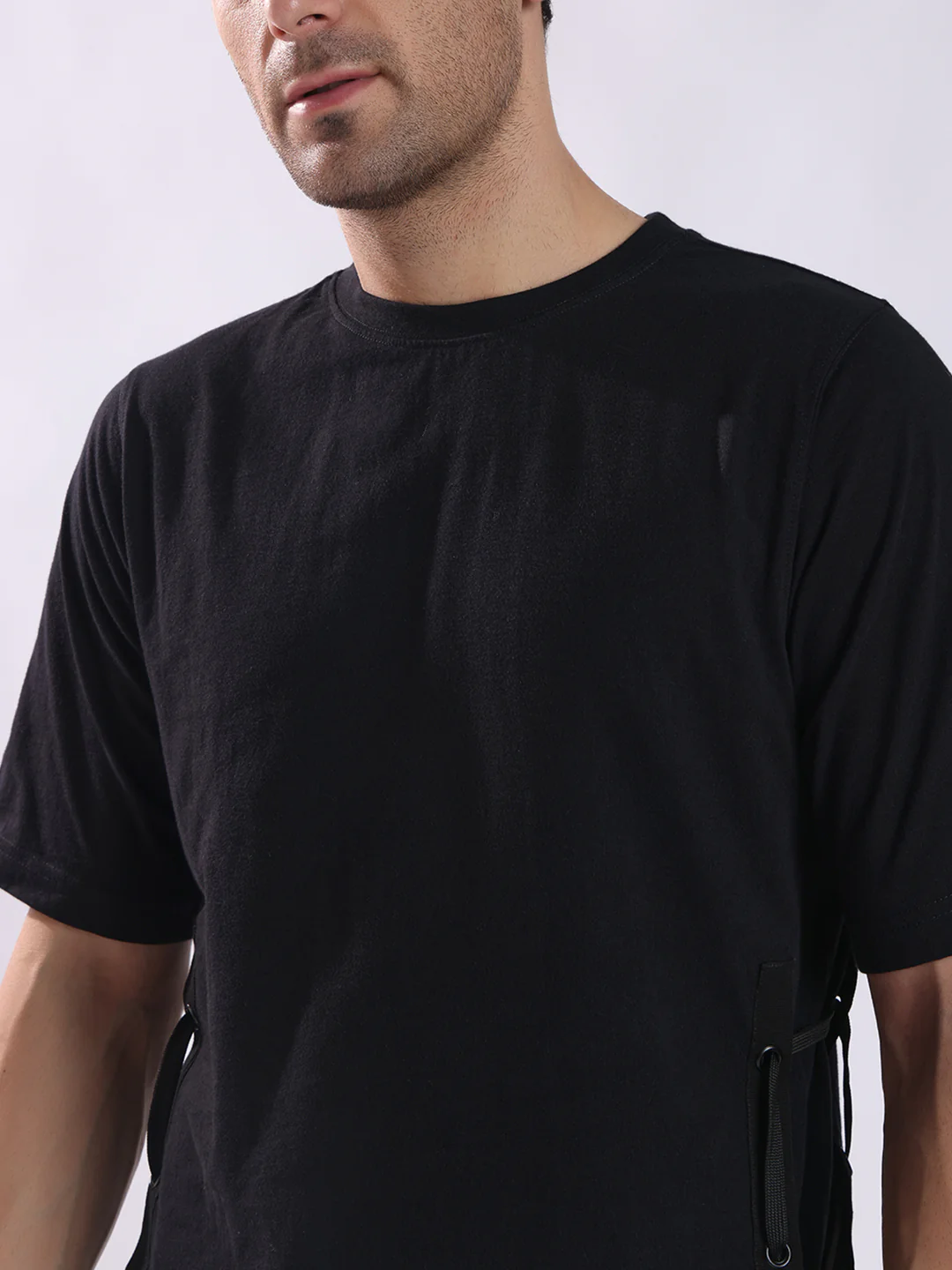 Men Black Cotton Oversized T-Shirt - Image 4