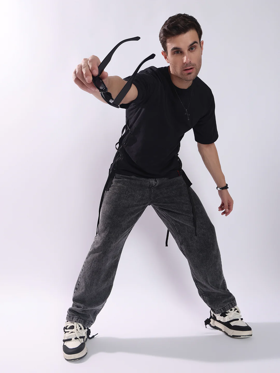Men Black Cotton Oversized T-Shirt - Image 7