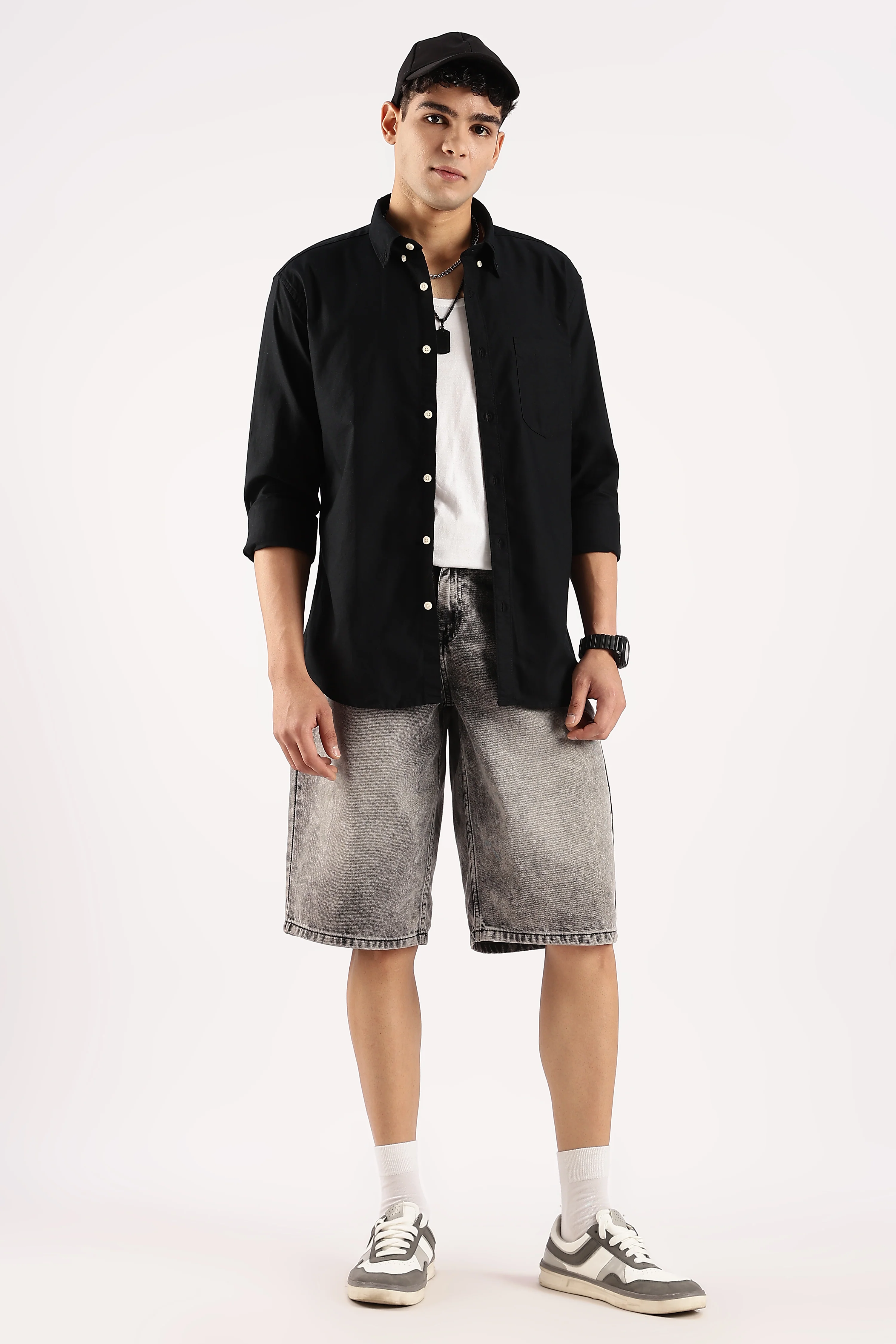 Men Black Cotton Oxford Shirt - Image 10
