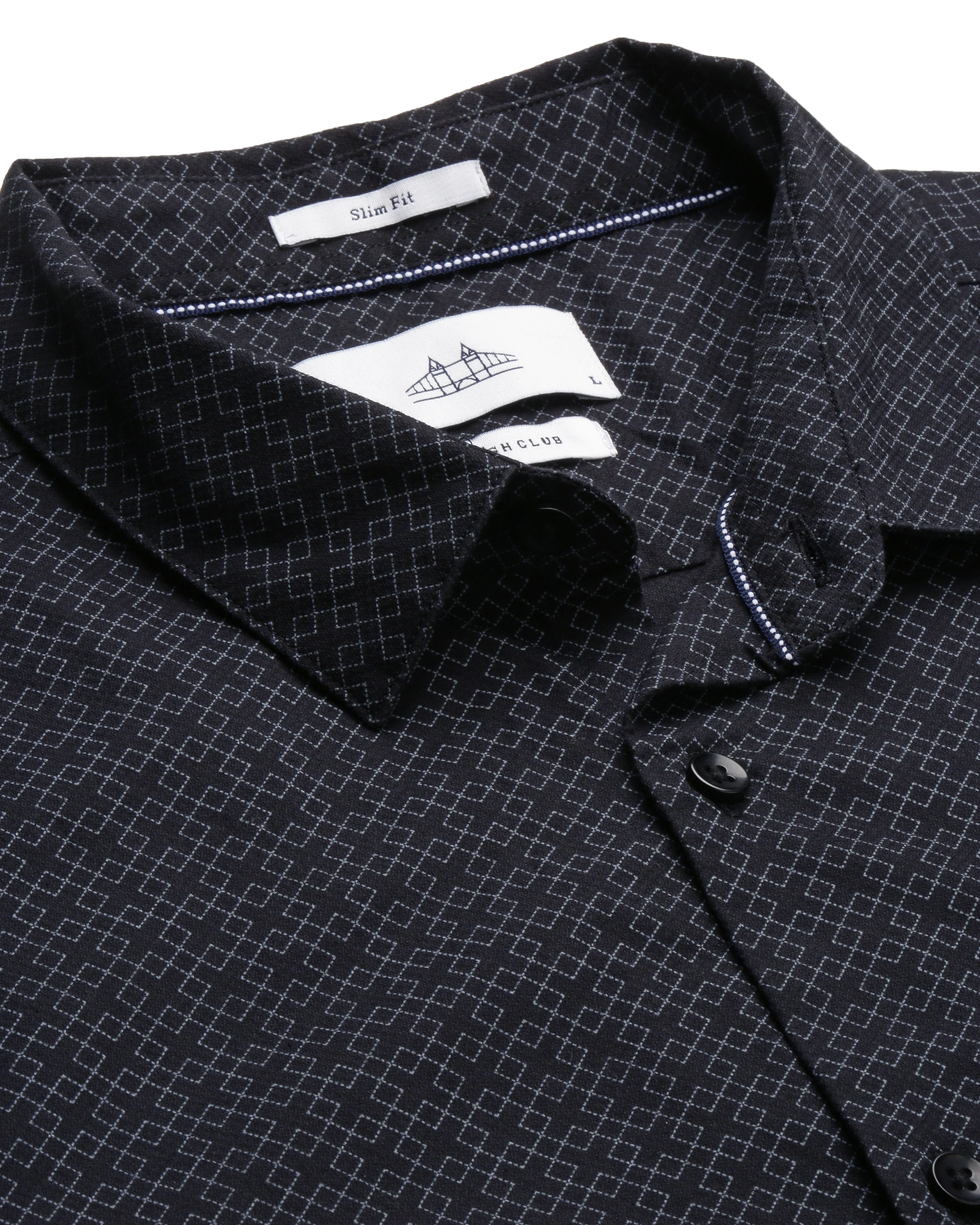 Men Black Cotton Slim Shirt - Image 3