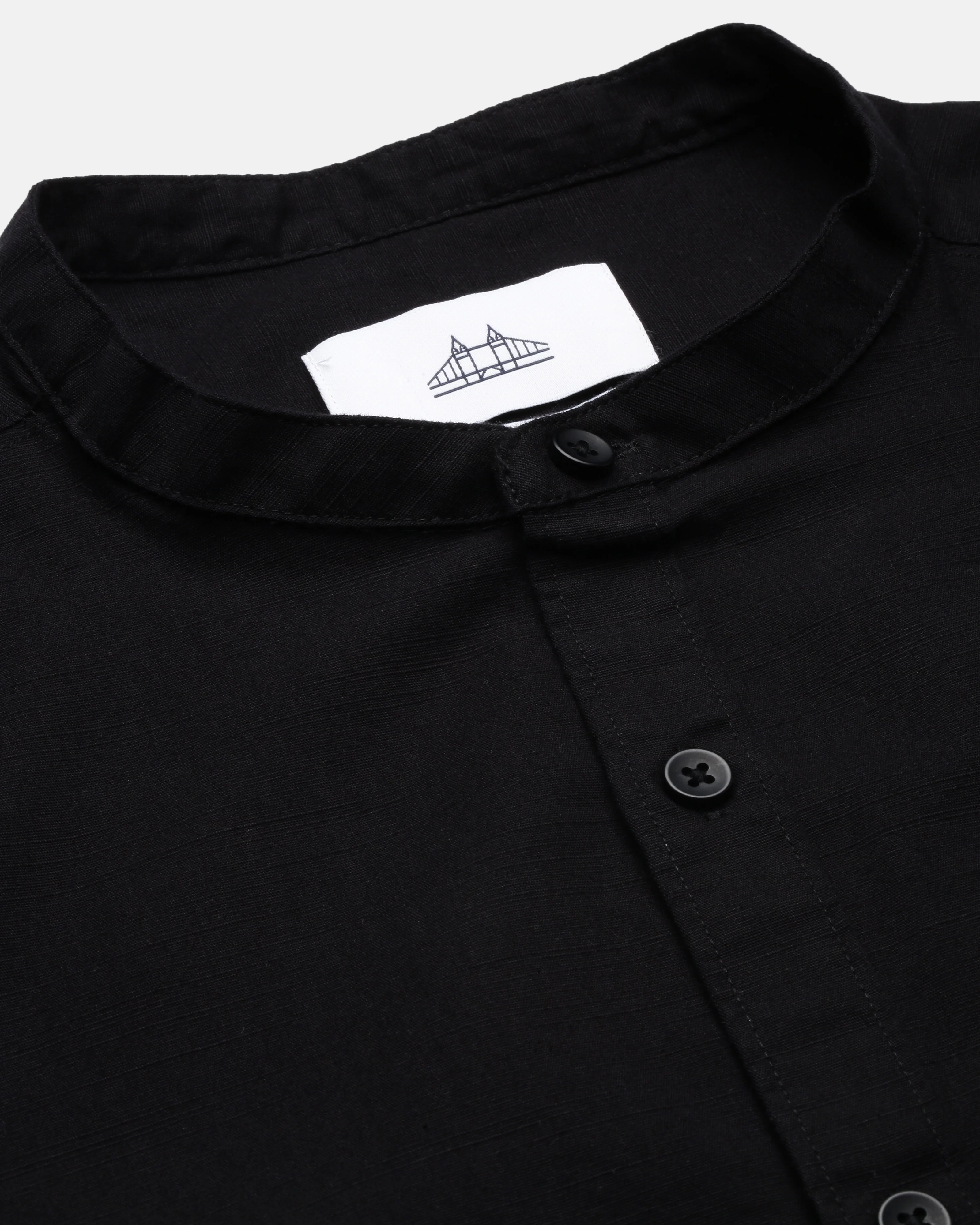 Men Black Cotton Slim Shirt - Image 3