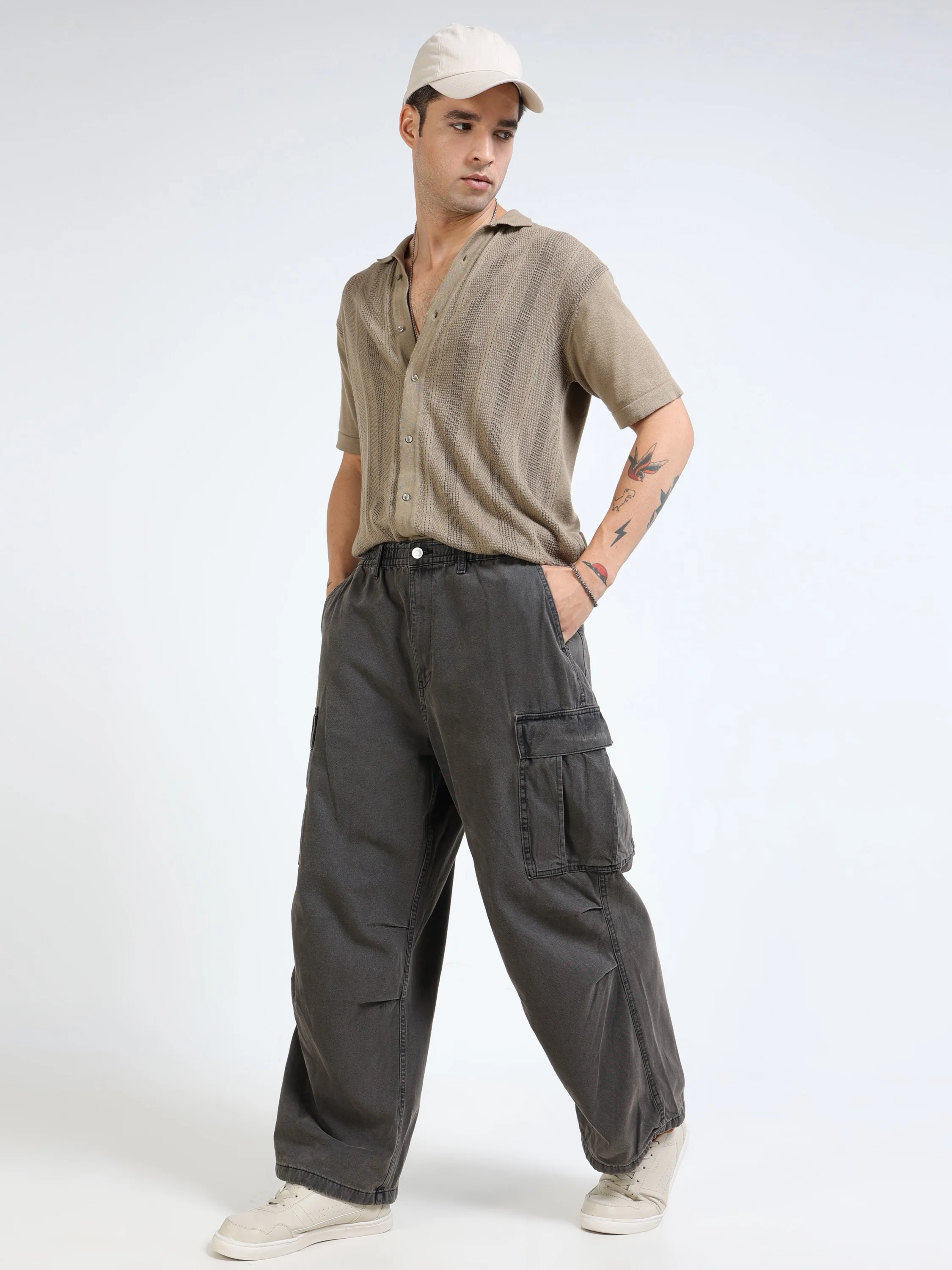 Men Baggy Denim Cargo Pants - Image 2