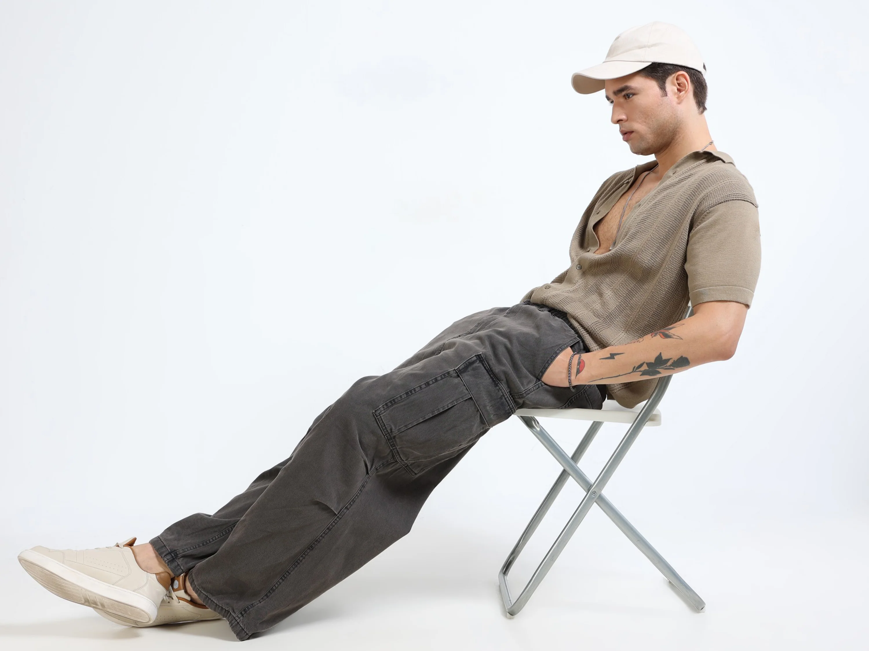 Men Baggy Denim Cargo Pants - Image 3