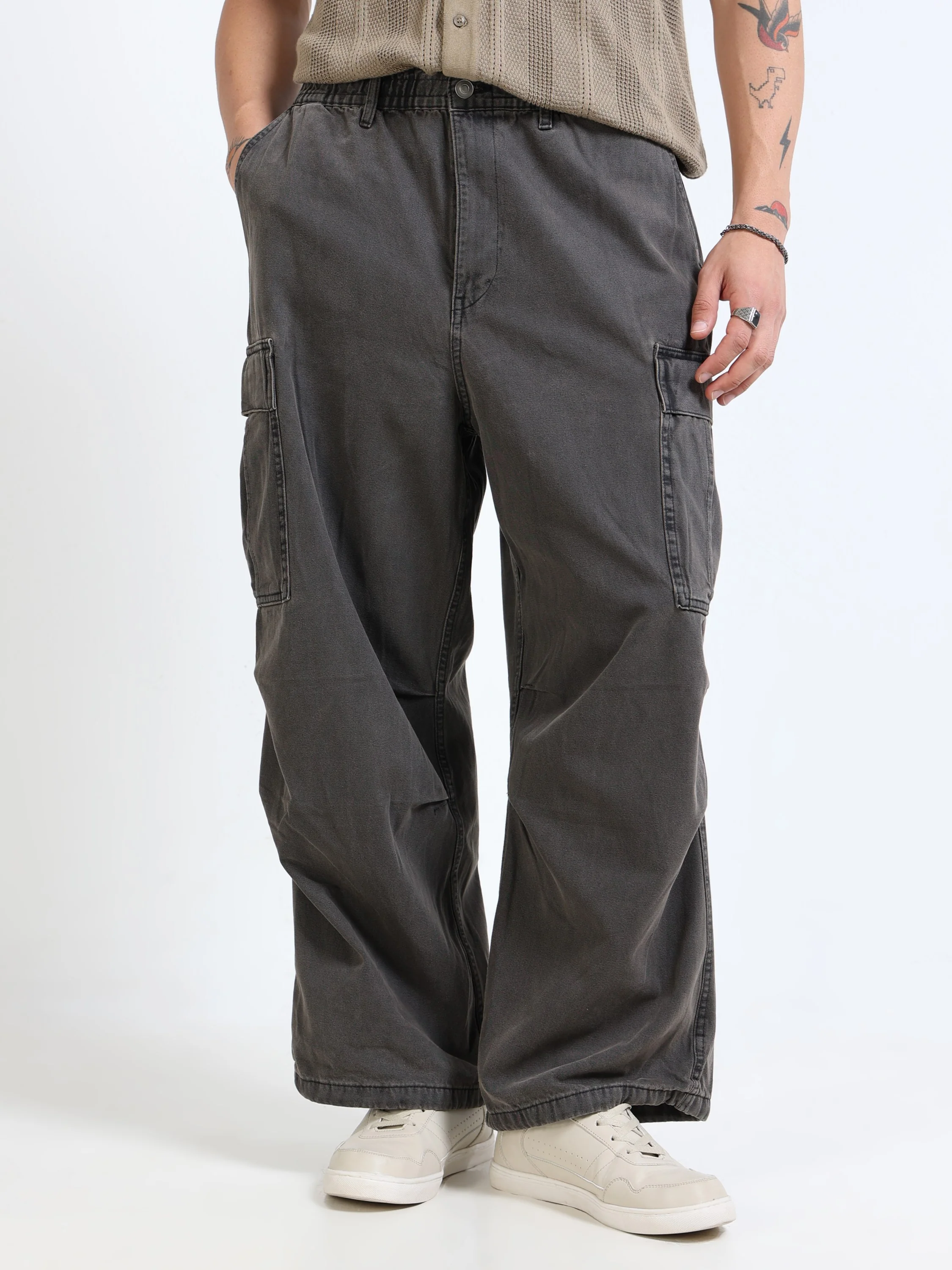 Men Baggy Denim Cargo Pants - Image 6