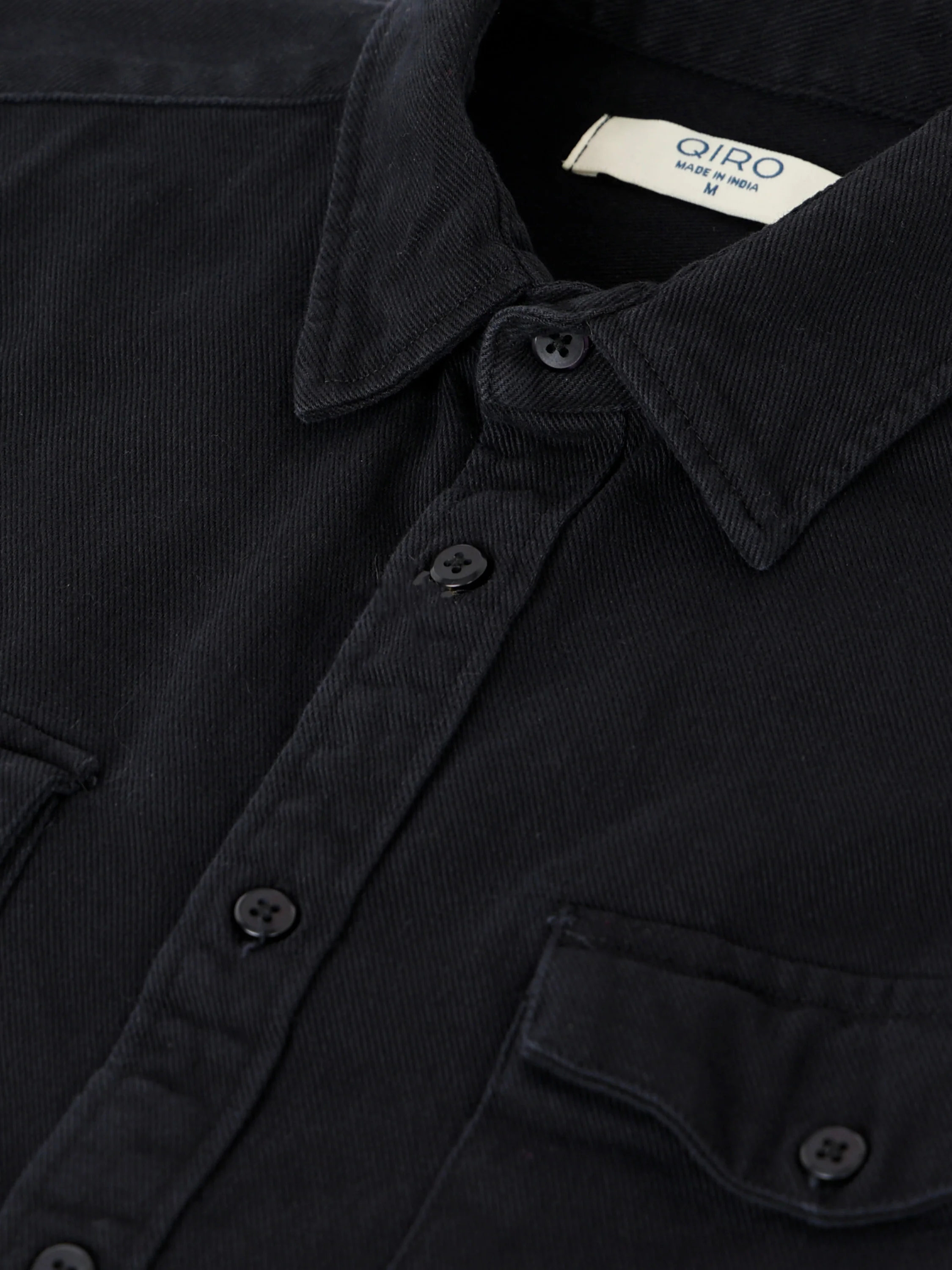 Men Black Denim Cotton Western Shirt - Image 4
