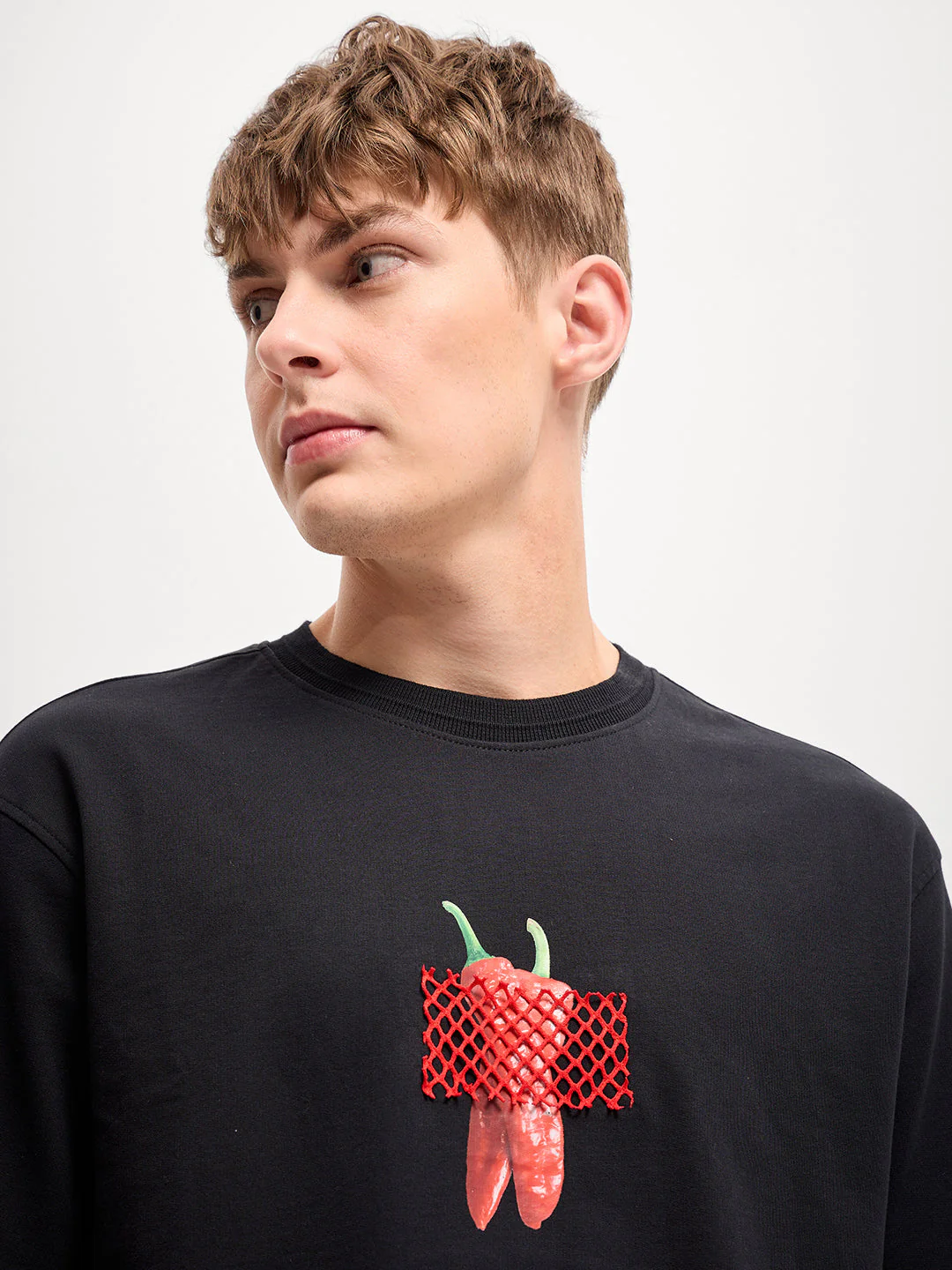 Men Black digital print Crew Neck T-Shirt - Image 5