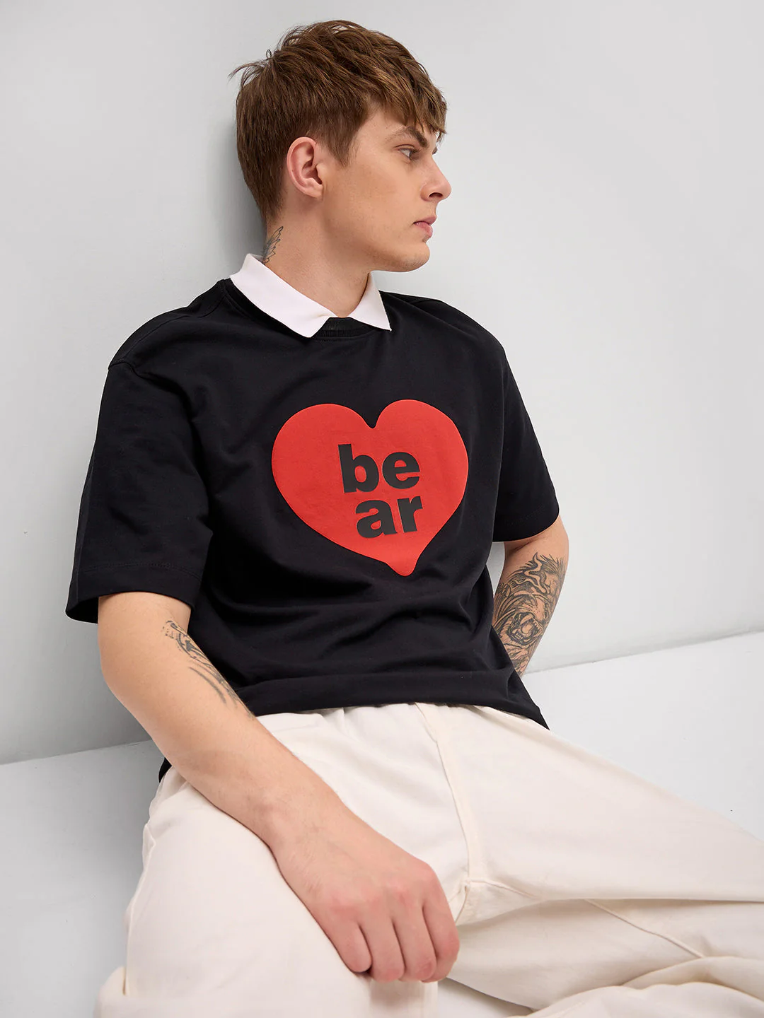 Men Black digital print Crew Neck T-Shirt - Image 6