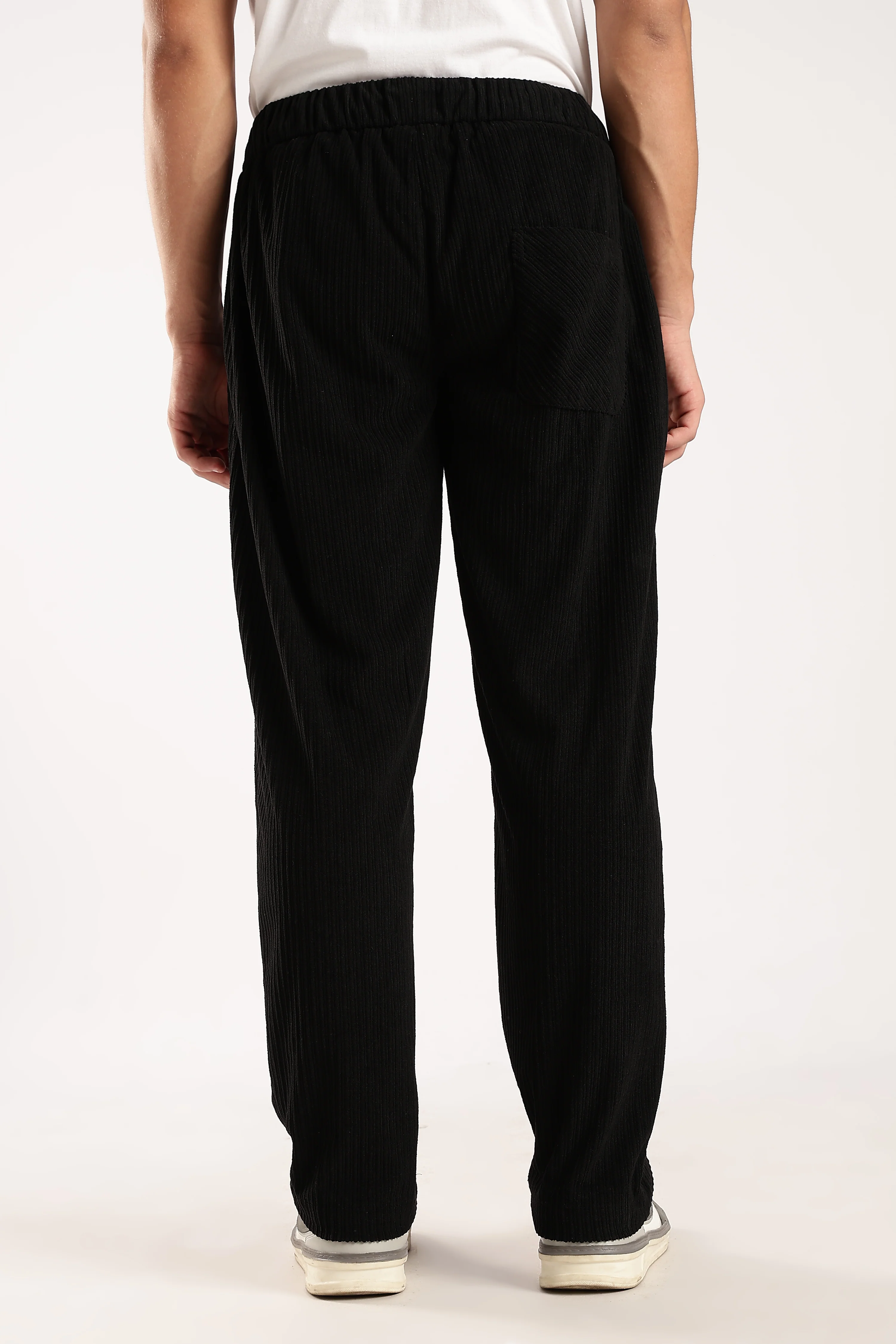 Men Black Textured Drawcord Trousers - Image 5
