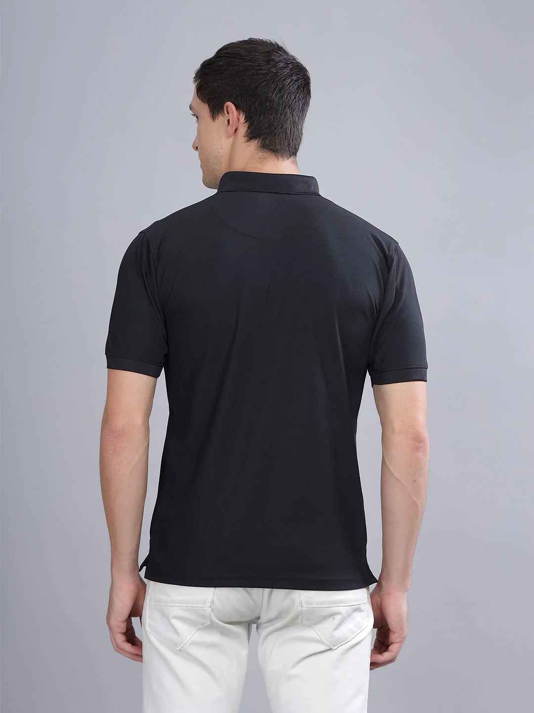 Men Black Dryfit Polo T-Shirt - Image 2