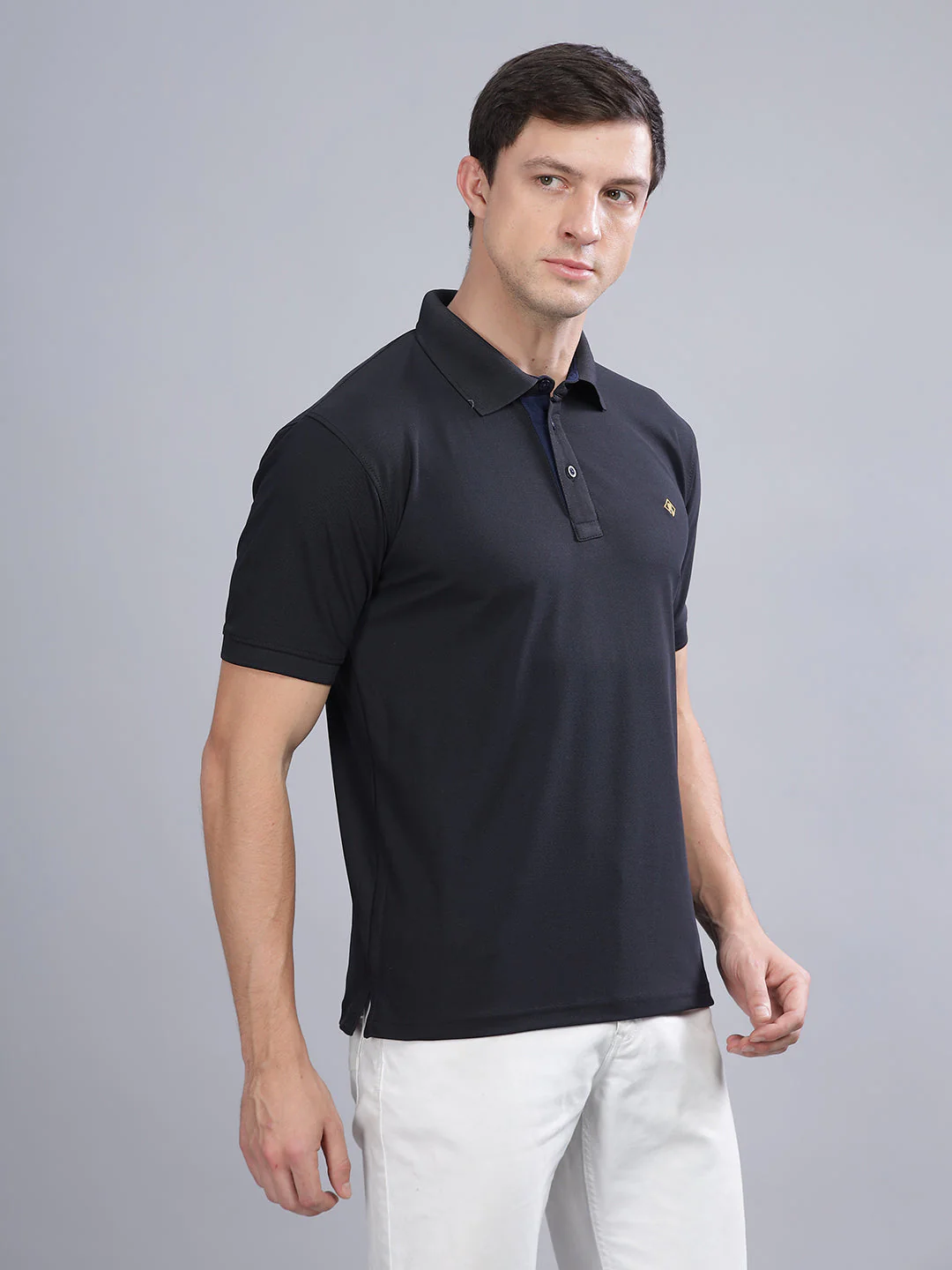 Men Black Dryfit Polo T-Shirt - Image 3