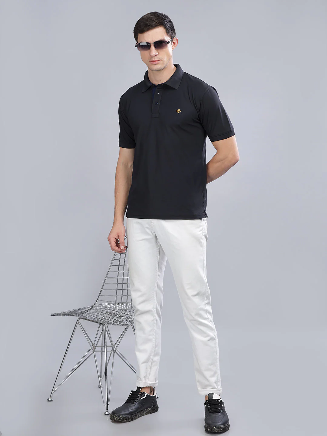 Men Black Dryfit Polo T-Shirt - Image 5