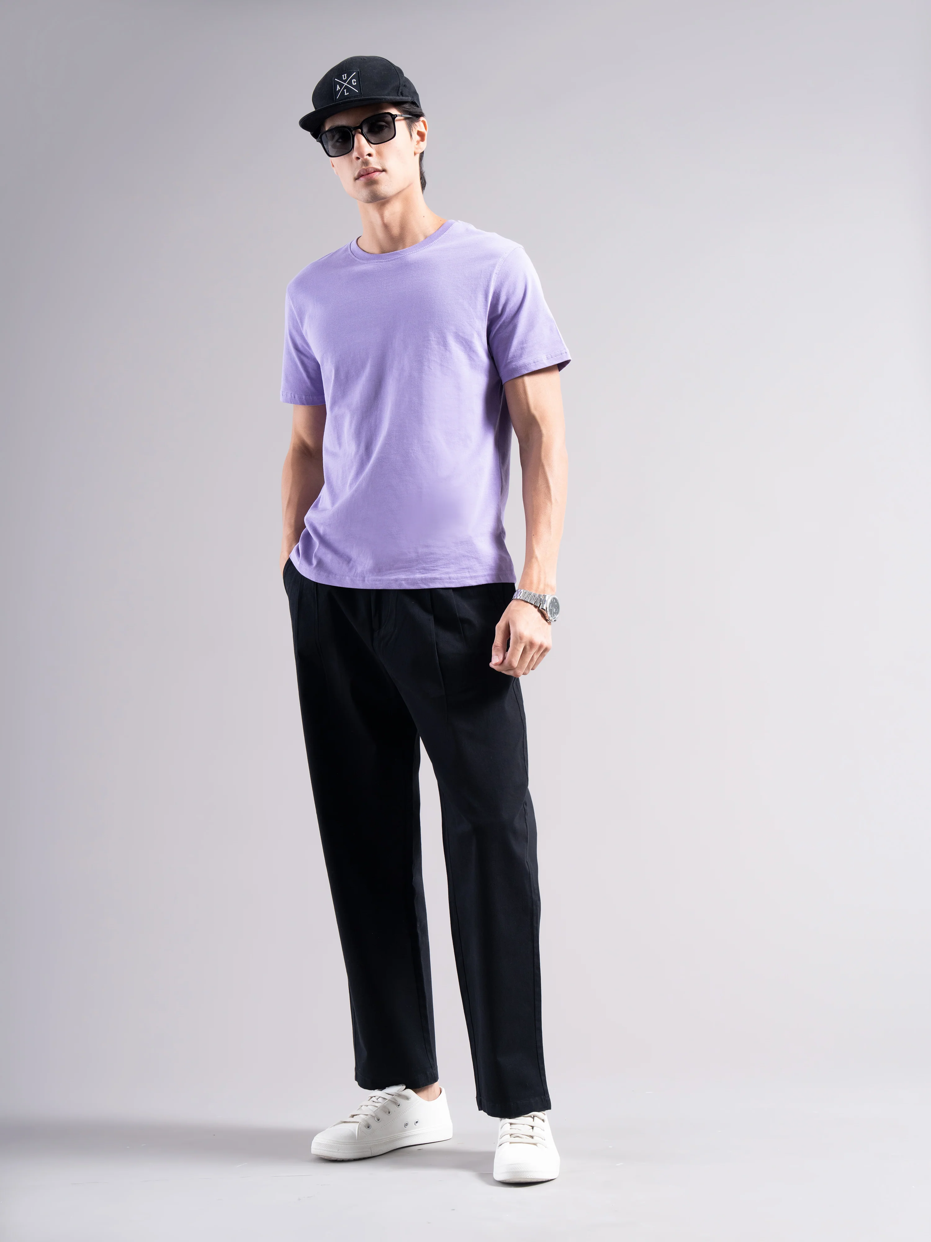 Men Black Elastic Waist Trousers - Image 7