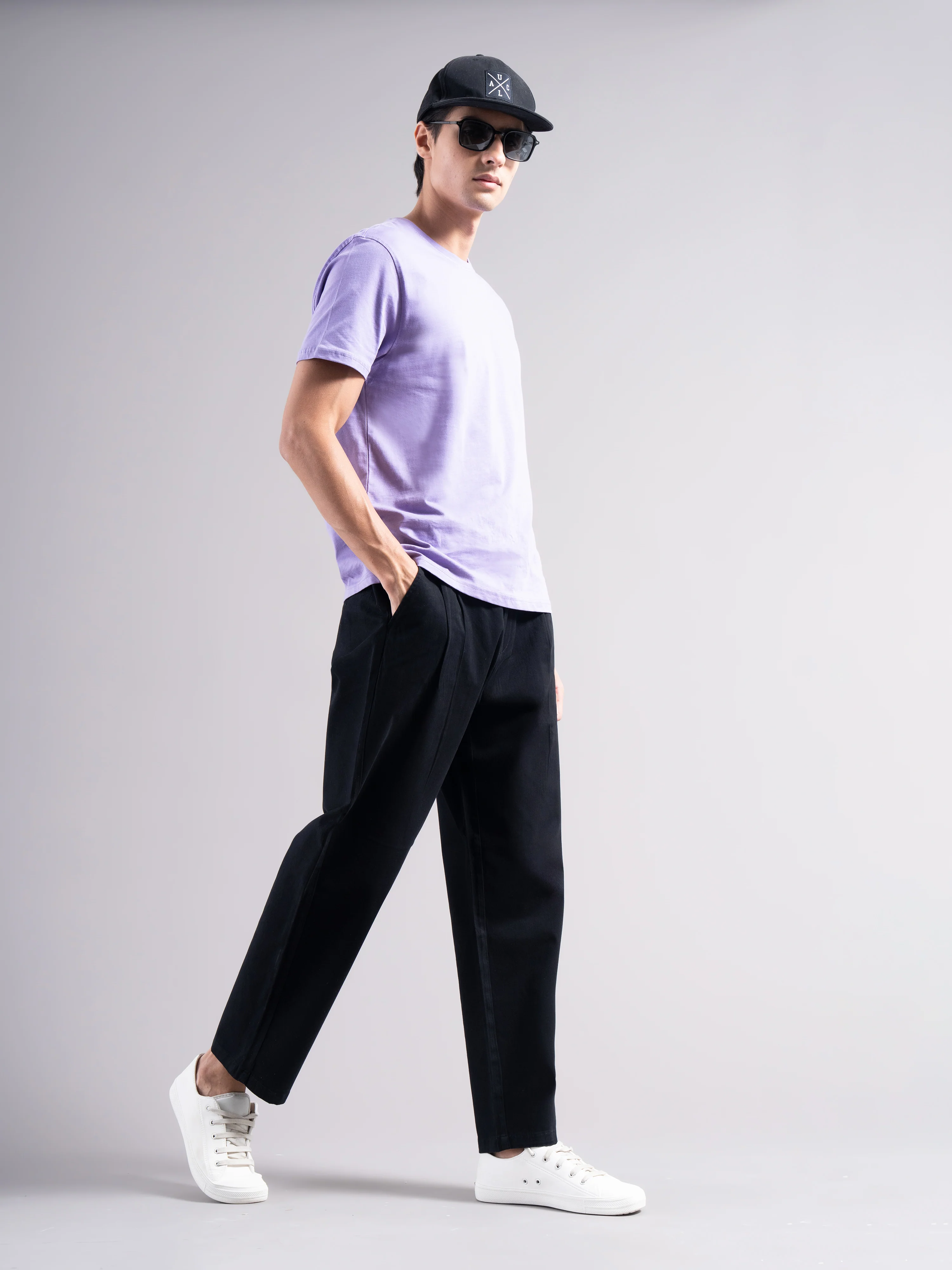 Men Black Elastic Waist Trousers - Image 8