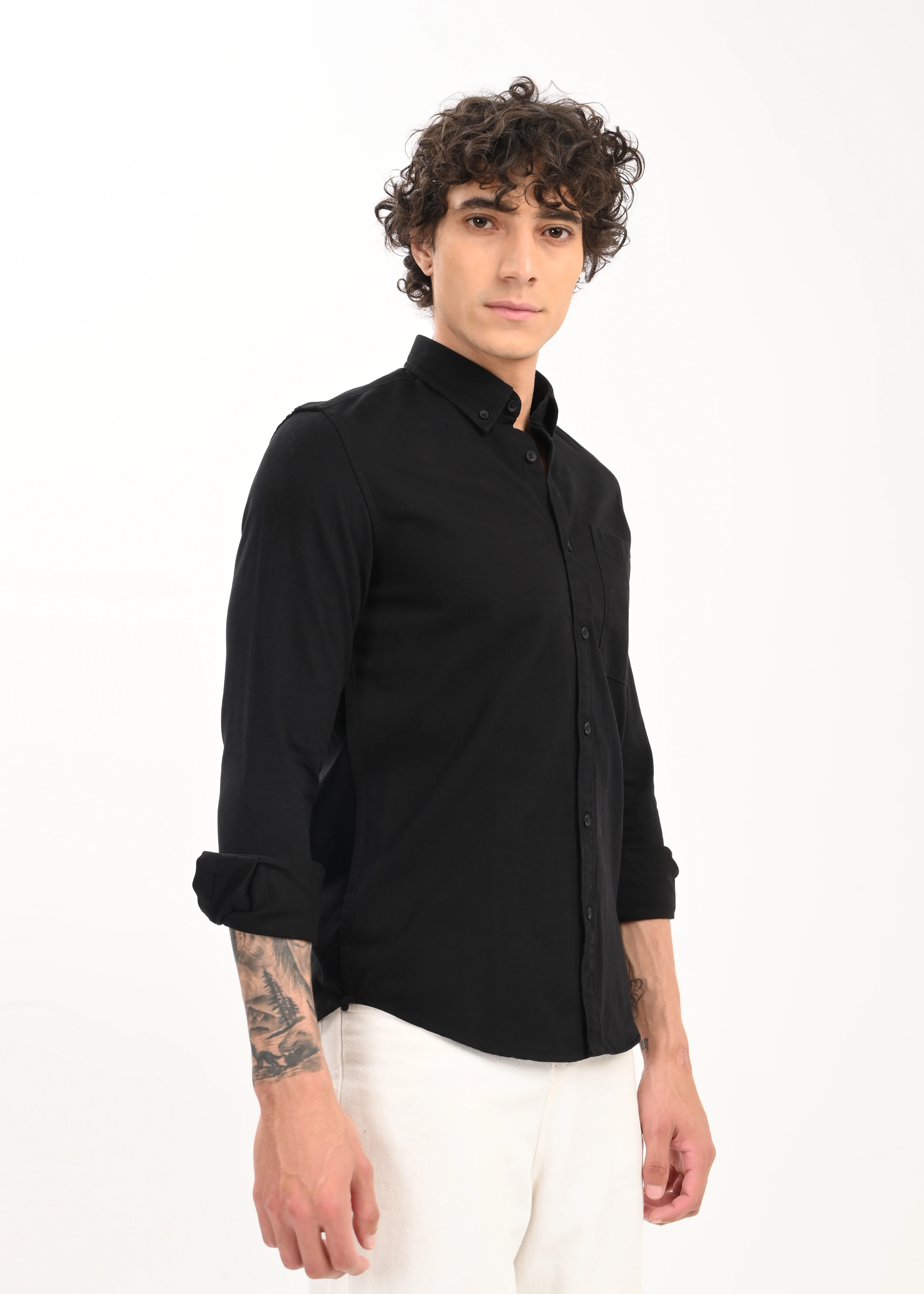Men Black Everyday Essential Solid Shirt - Image 4