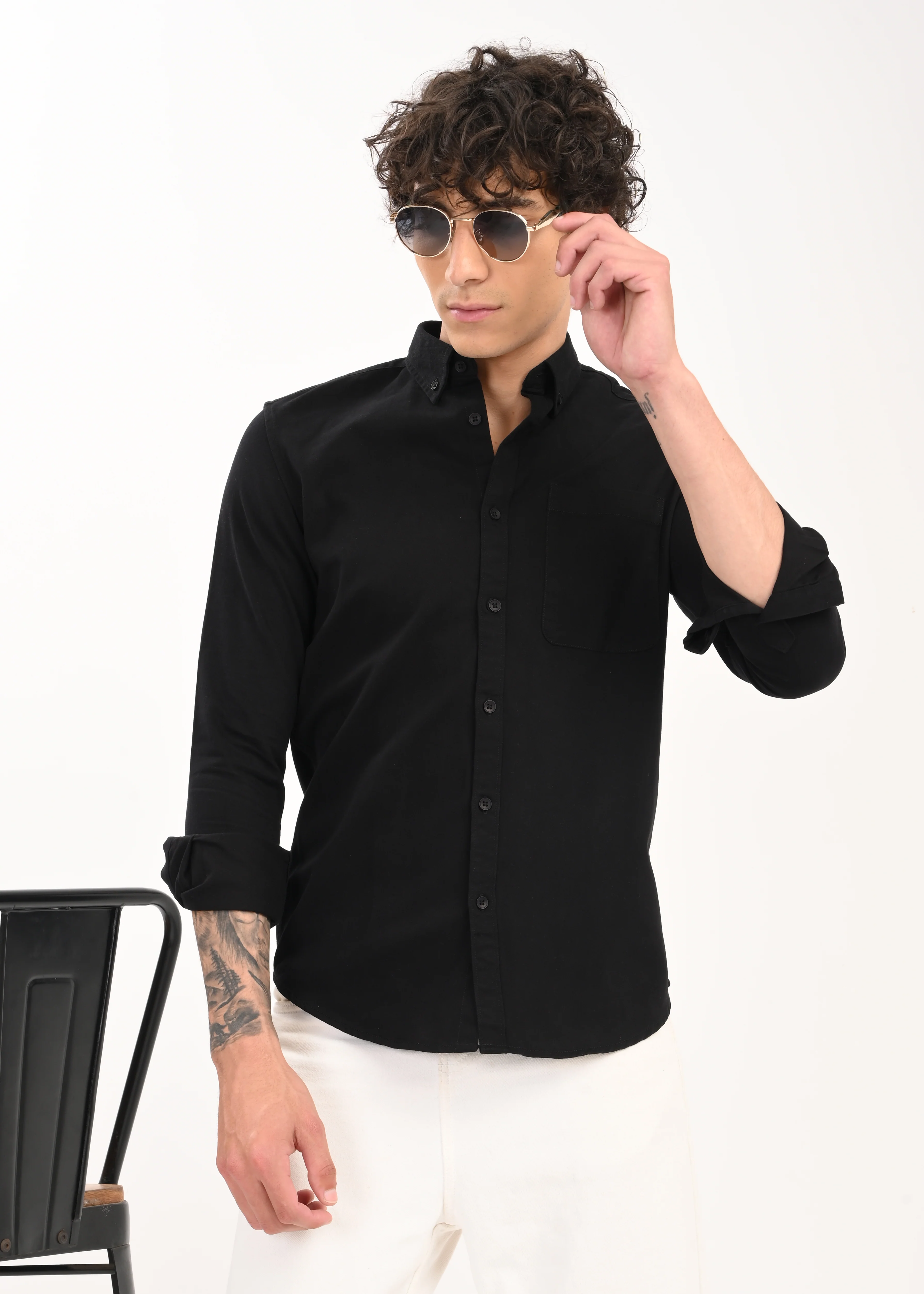 Men Black Everyday Essential Solid Shirt - Image 8