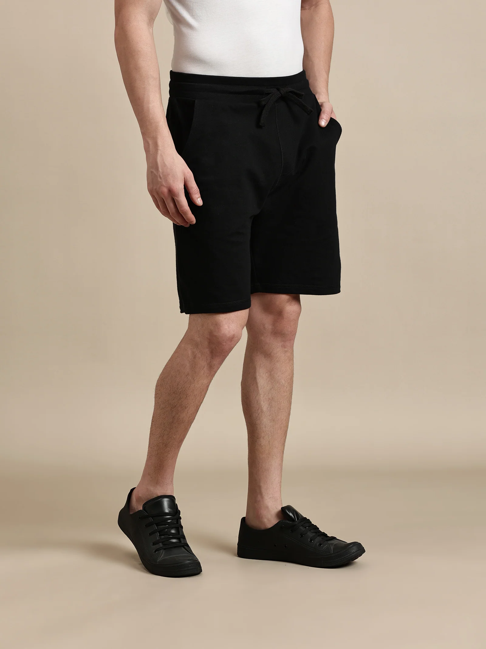 Men Black French Terry Short - Image 5