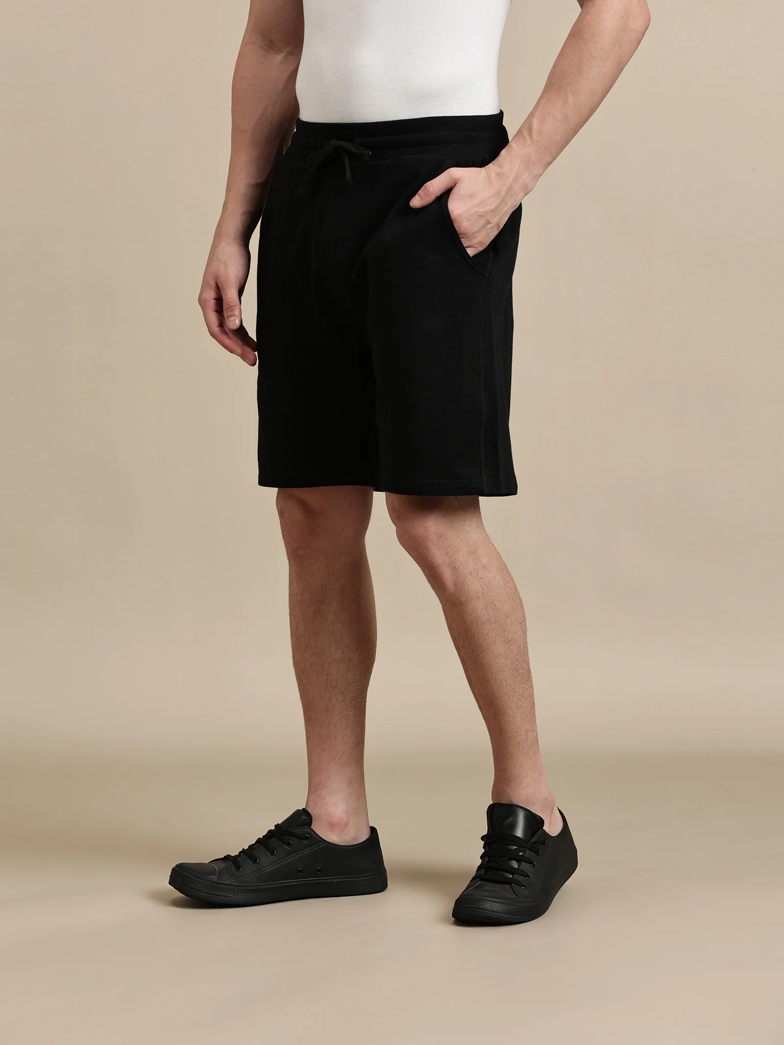 Men Black French Terry Short - Image 6