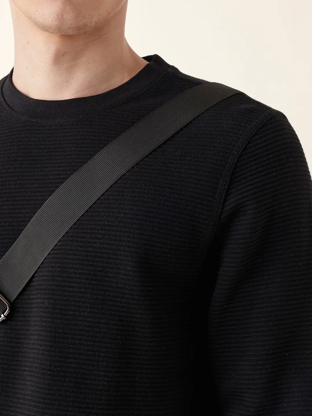 Men Black Full Sleeve Regular T-Shirt - Image 6