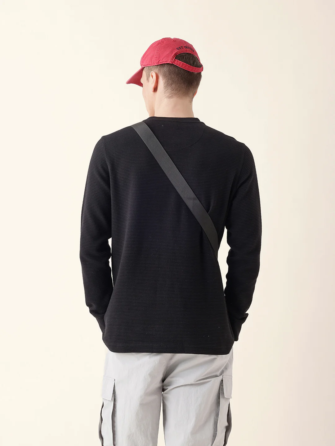 Men Black Full Sleeve Regular T-Shirt - Image 7