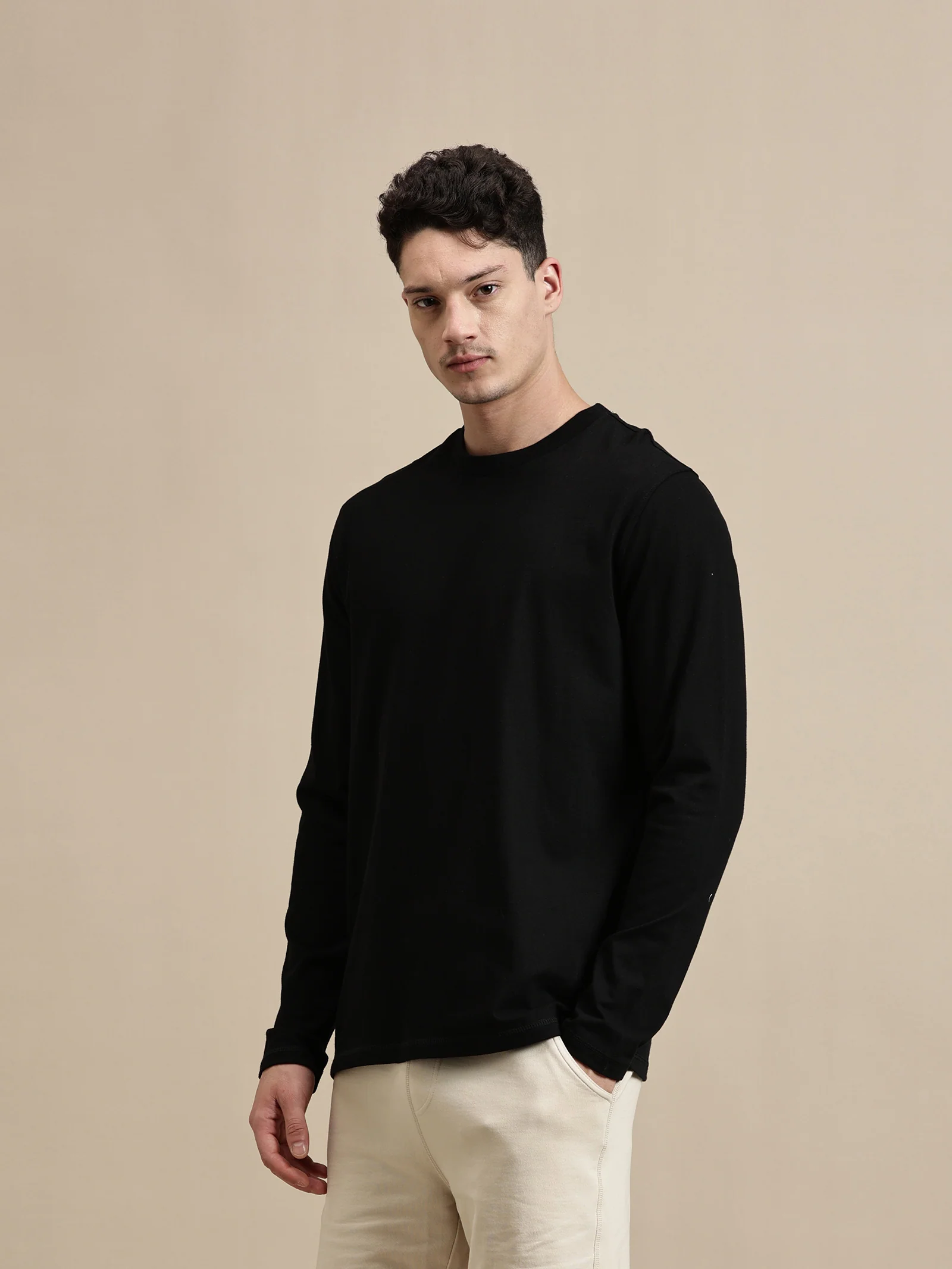 Men Black Full Sleeve T-Shirt - Image 2