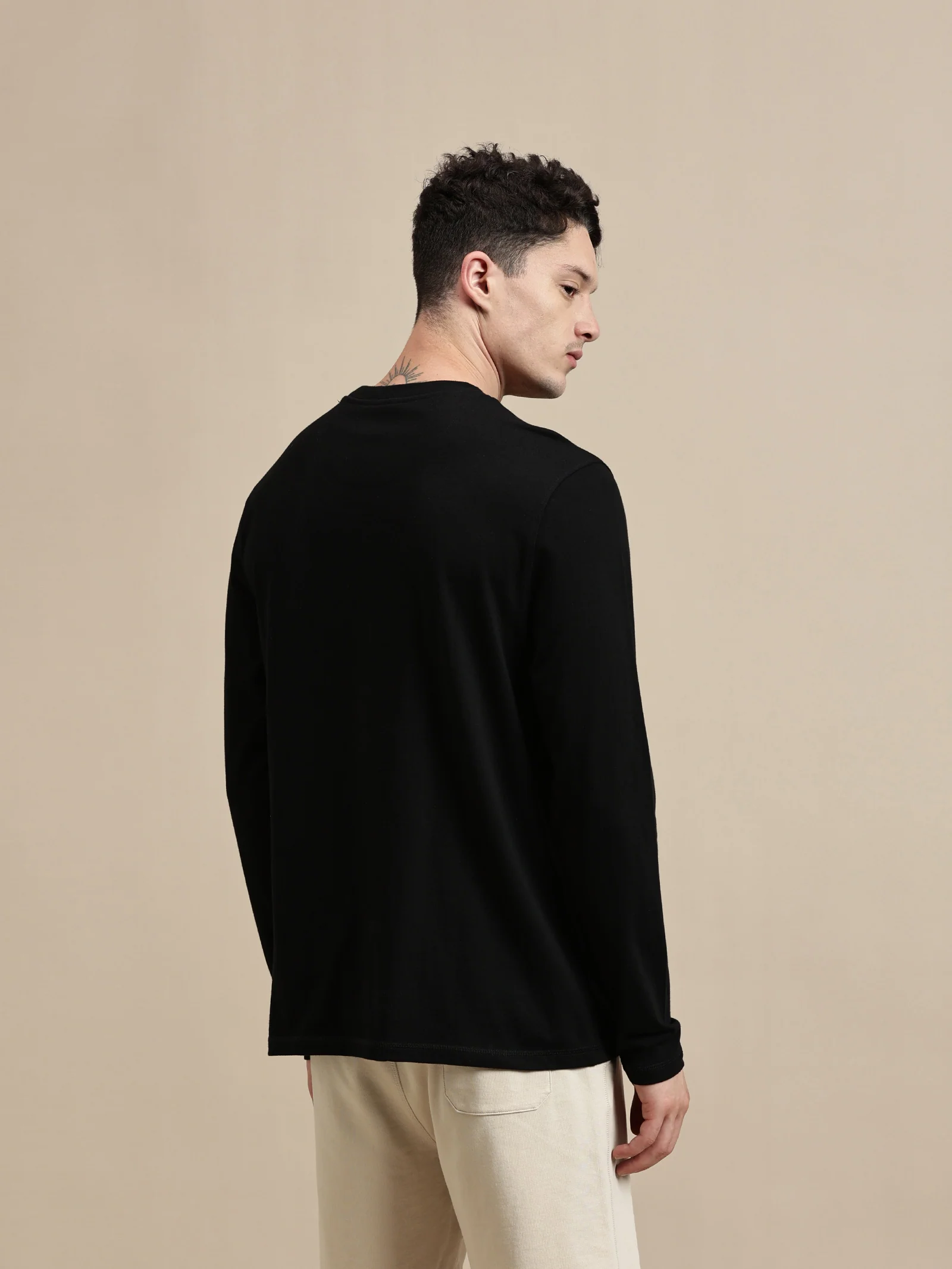 Men Black Full Sleeve T-Shirt - Image 4