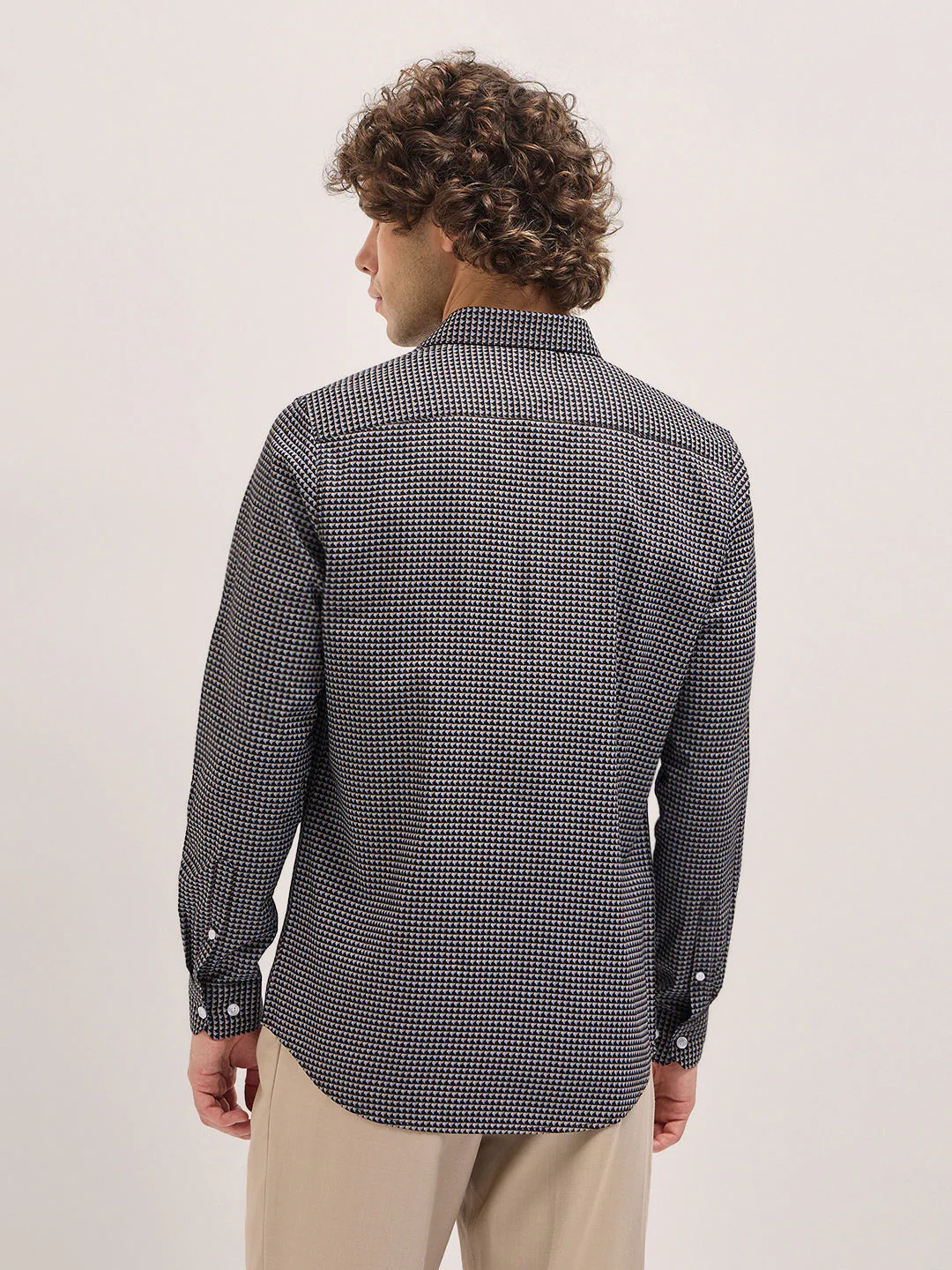 Men Black Geometric Printed Tailored Fit Formal Shirt - Image 2