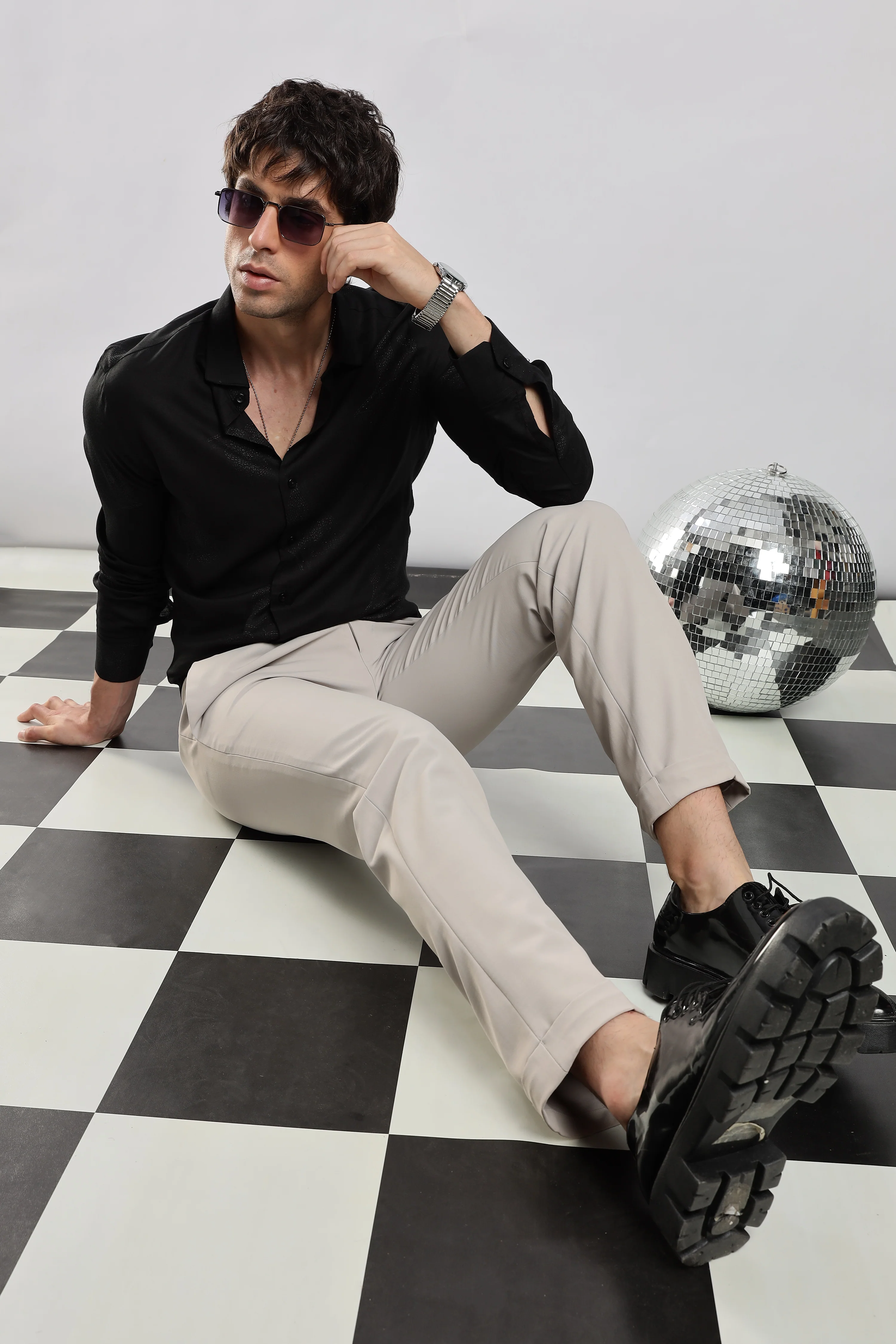 Men Black Glitter print festive wear - Image 11
